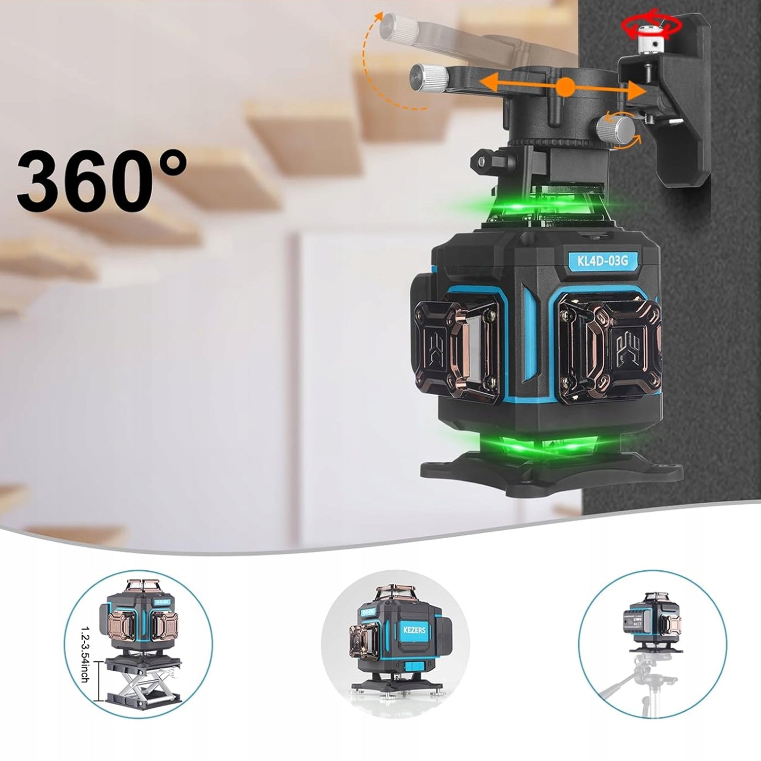 16 LINES LASER LEVELER 4D LASER LEVEL CROSS DIGITAL KEZERS Model LEVEL LASER KL4D-03G