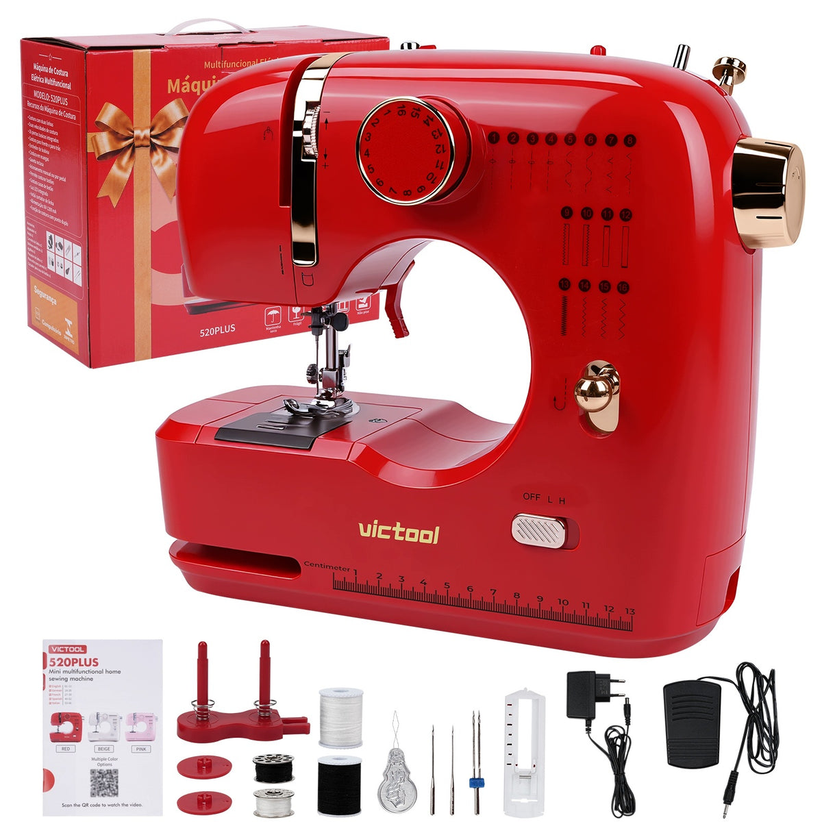 16 Stitches Electric Double Thread Sewing Machine with Sewing Kit