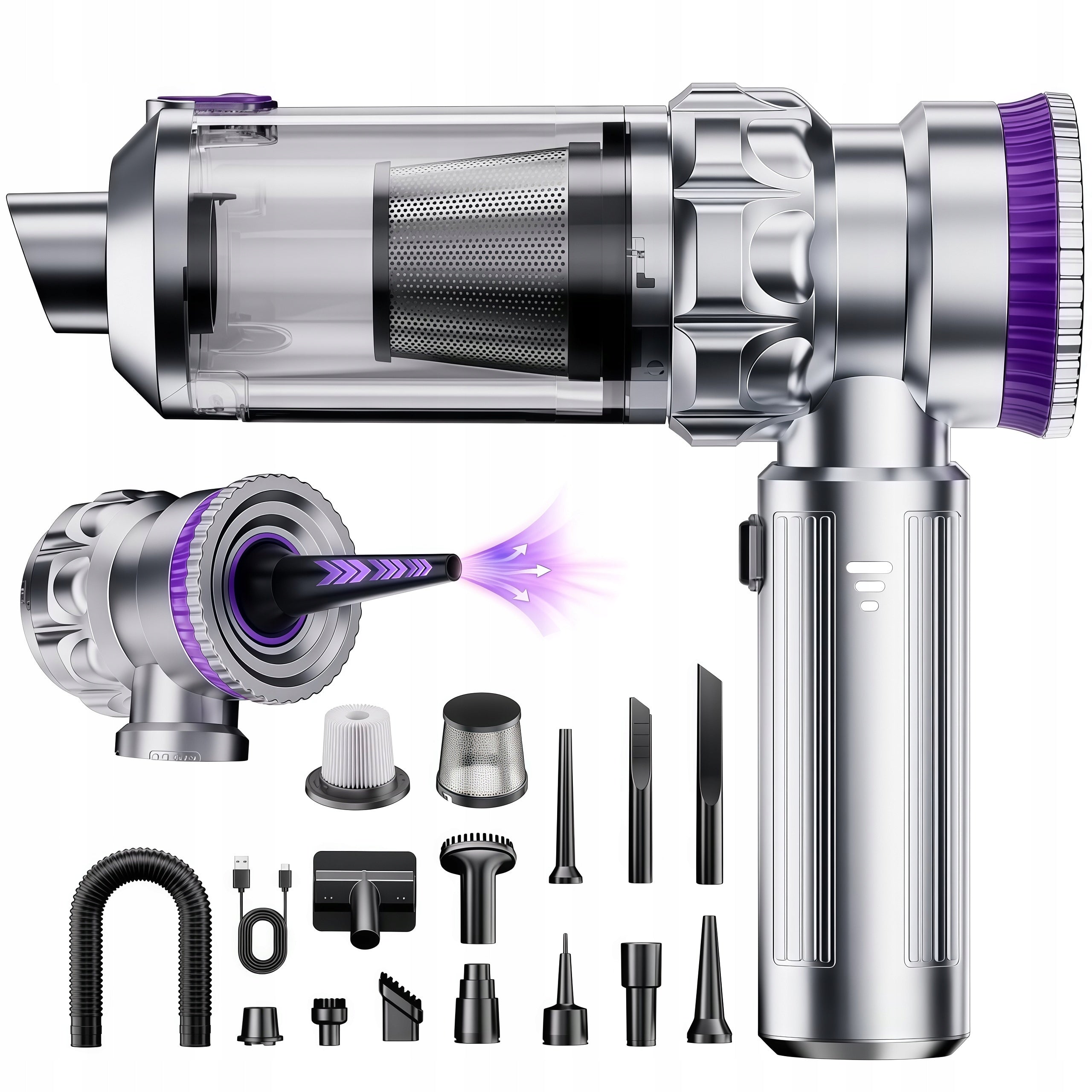160W Rechargeable Car Handheld Vacuum Cleaner with HEPA Pumping Function