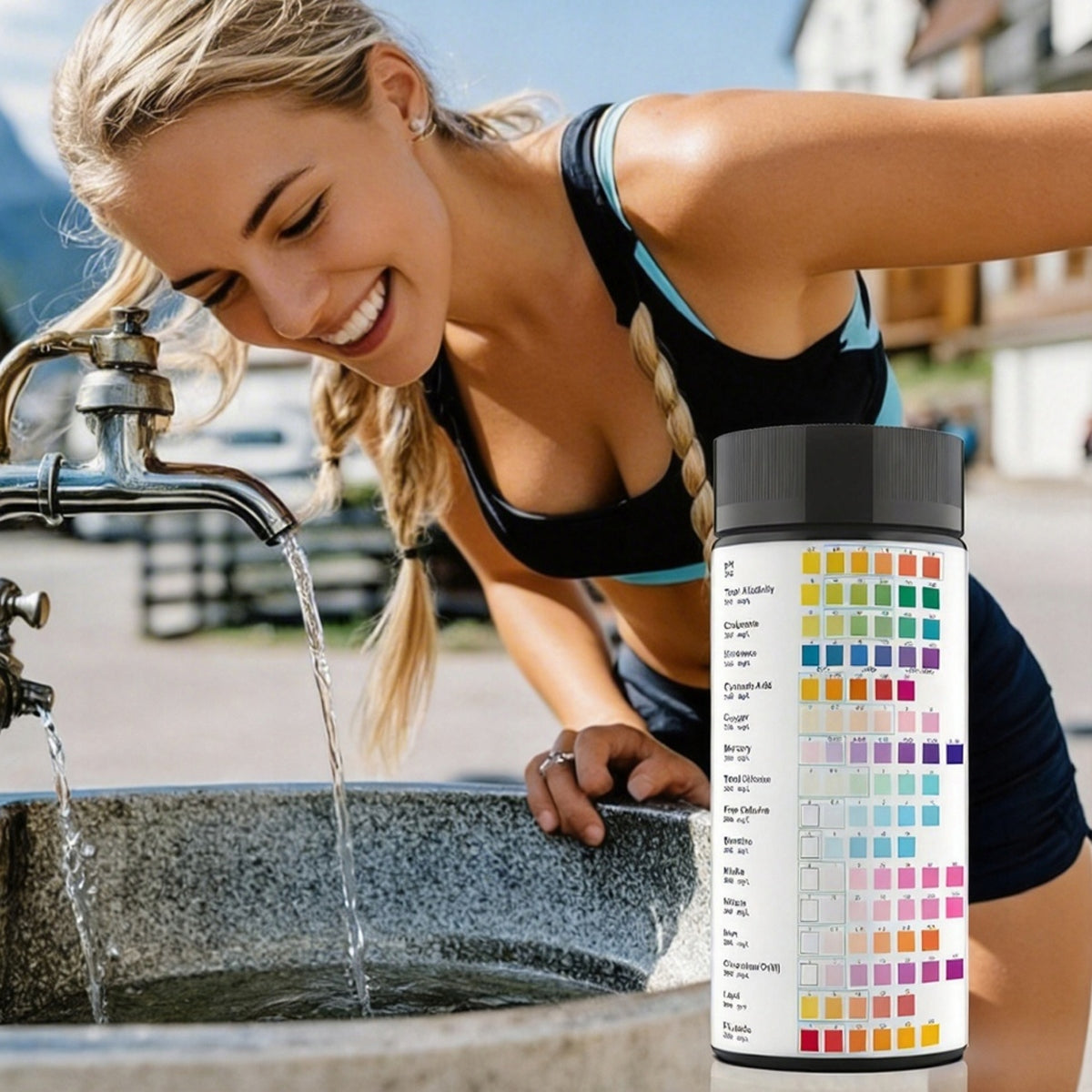 16IN1 WATER TESTER SET OF 100 STRIPS WATER QUALITY AND HARDNESS TEST Capacity 1 l