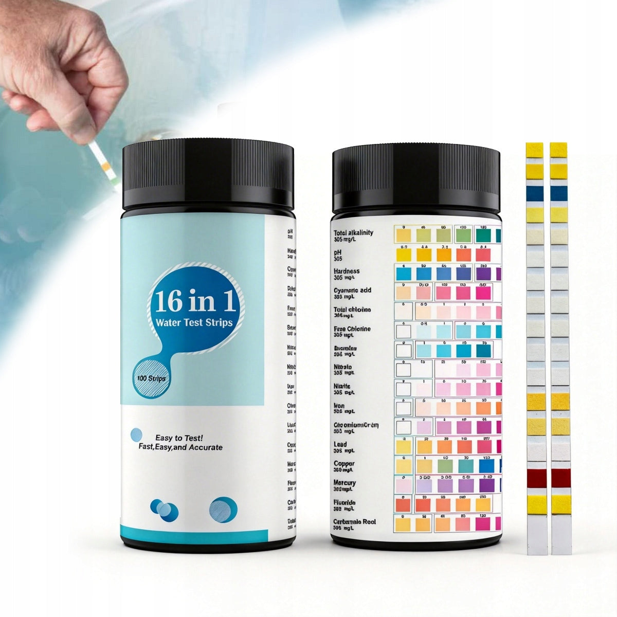 16IN1 WATER TESTER SET OF 100 STRIPS WATER QUALITY AND HARDNESS TEST
