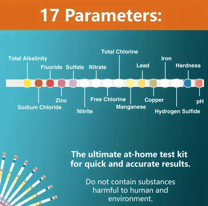 17 in 1 Drinking Water Test Kit - 125 Strips + 2 E. Coli Tests Manufacturer code Reagent paski