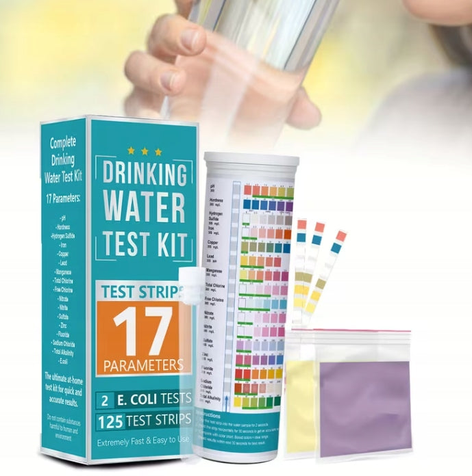 17 in 1 Drinking Water Test Kit - 125 Strips + 2 E. Coli Tests Packaging status original
