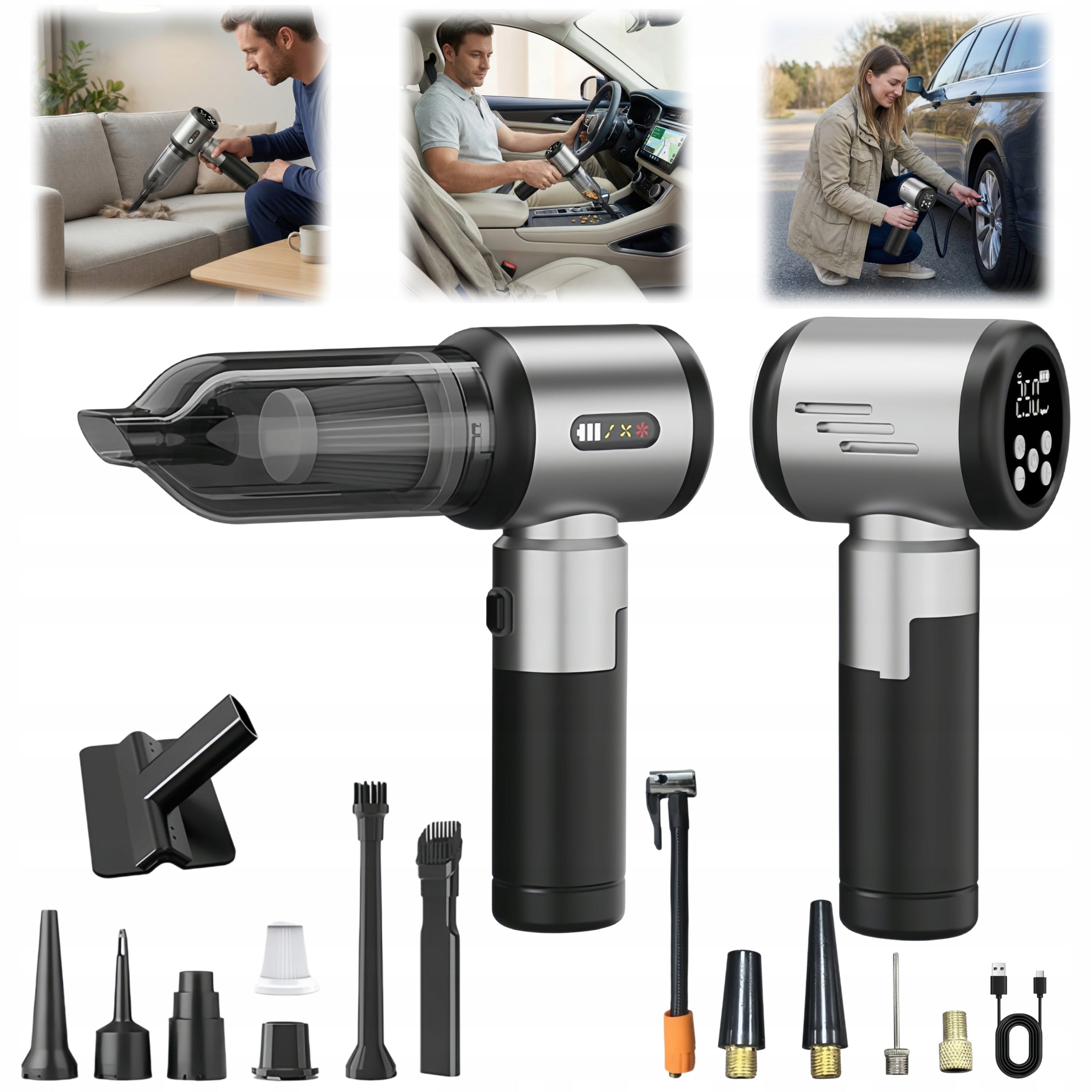 17 kPa 2in1 Cordless Handheld Vacuum Cleaner with Compressor