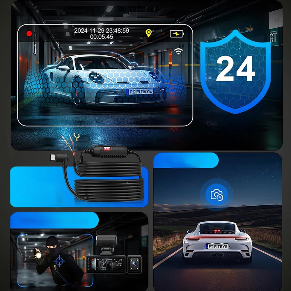 170° VIDEO RECORDER 3 CAMERAS RECORDING PETLA PARKING MONITORING Power supply car lighter socket USB