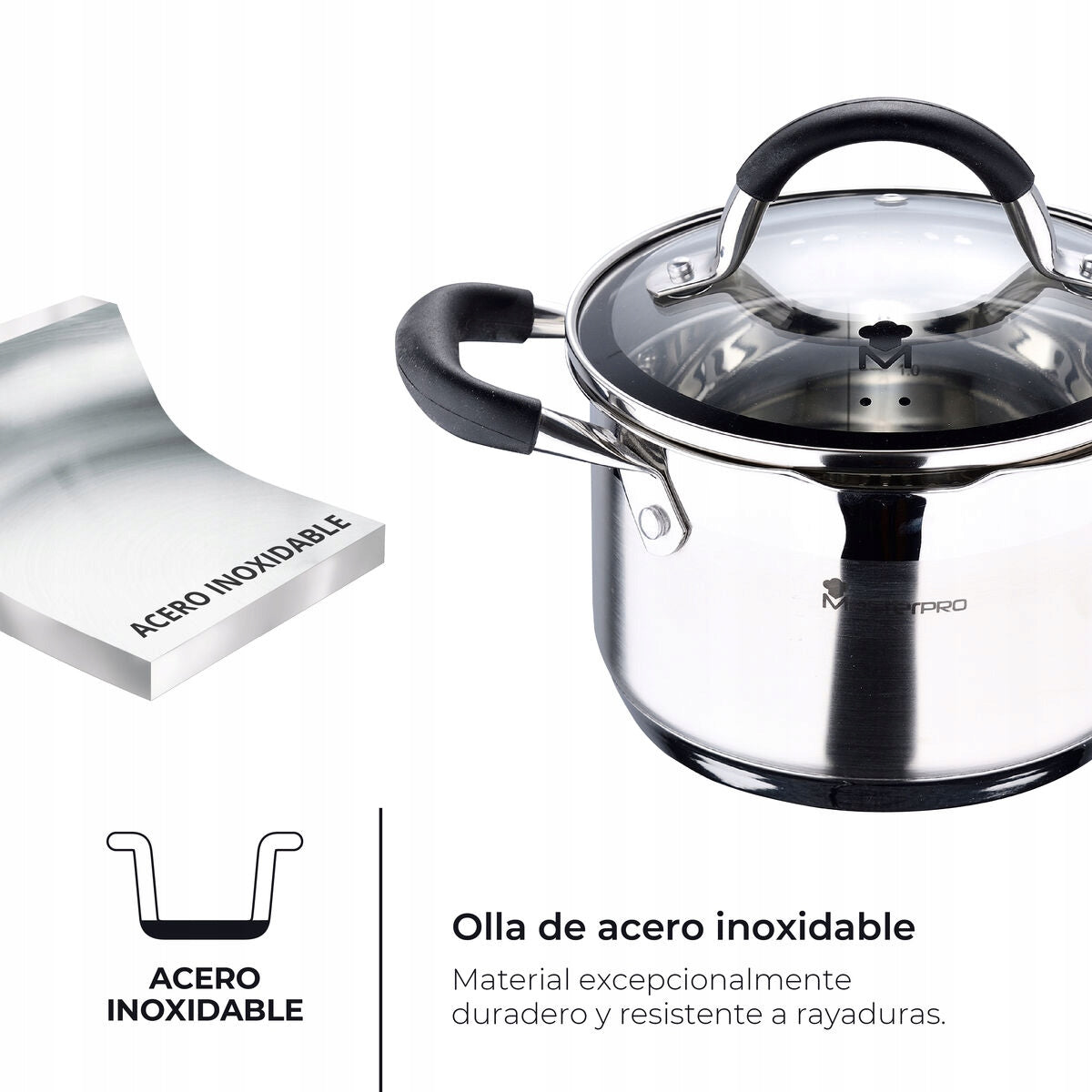 18/10 Masterpro FOODIES Steel Pot - 1,8 L Manufacturer code bgmp-1504-bk