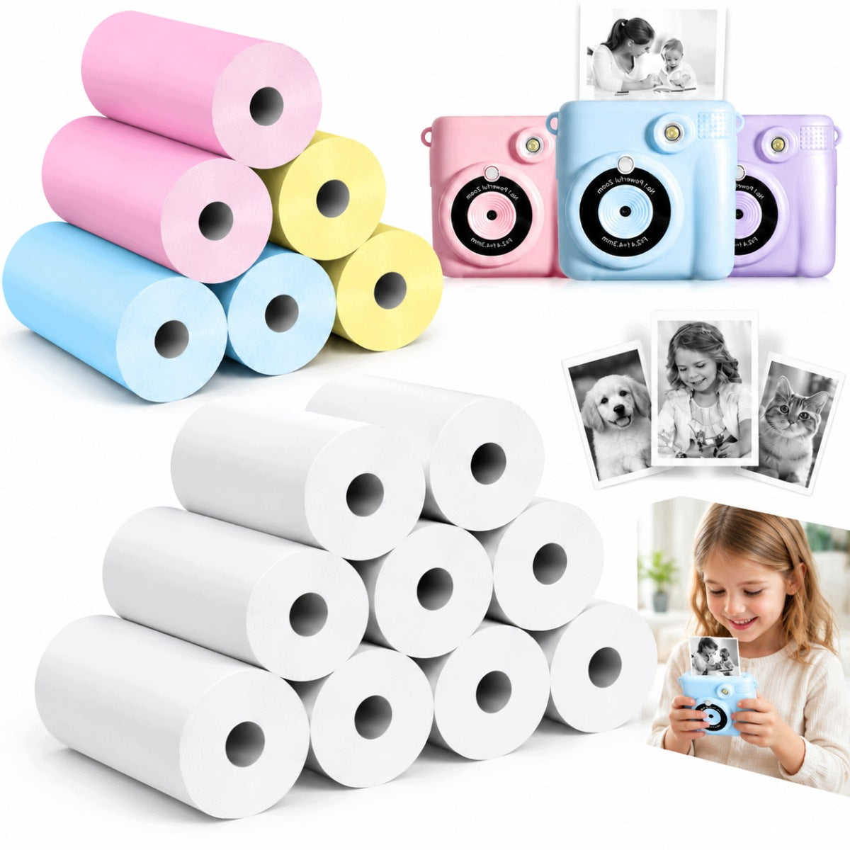 18 X THERMAL PAPER COLOR ROLLS FOR INSTANT CAMERA PRINTER