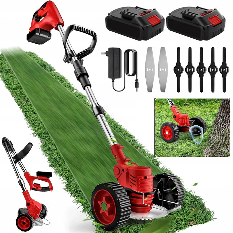18000RPM CORDLESS MOWER WITH 2 TRANSPORT WHEELS BLACK