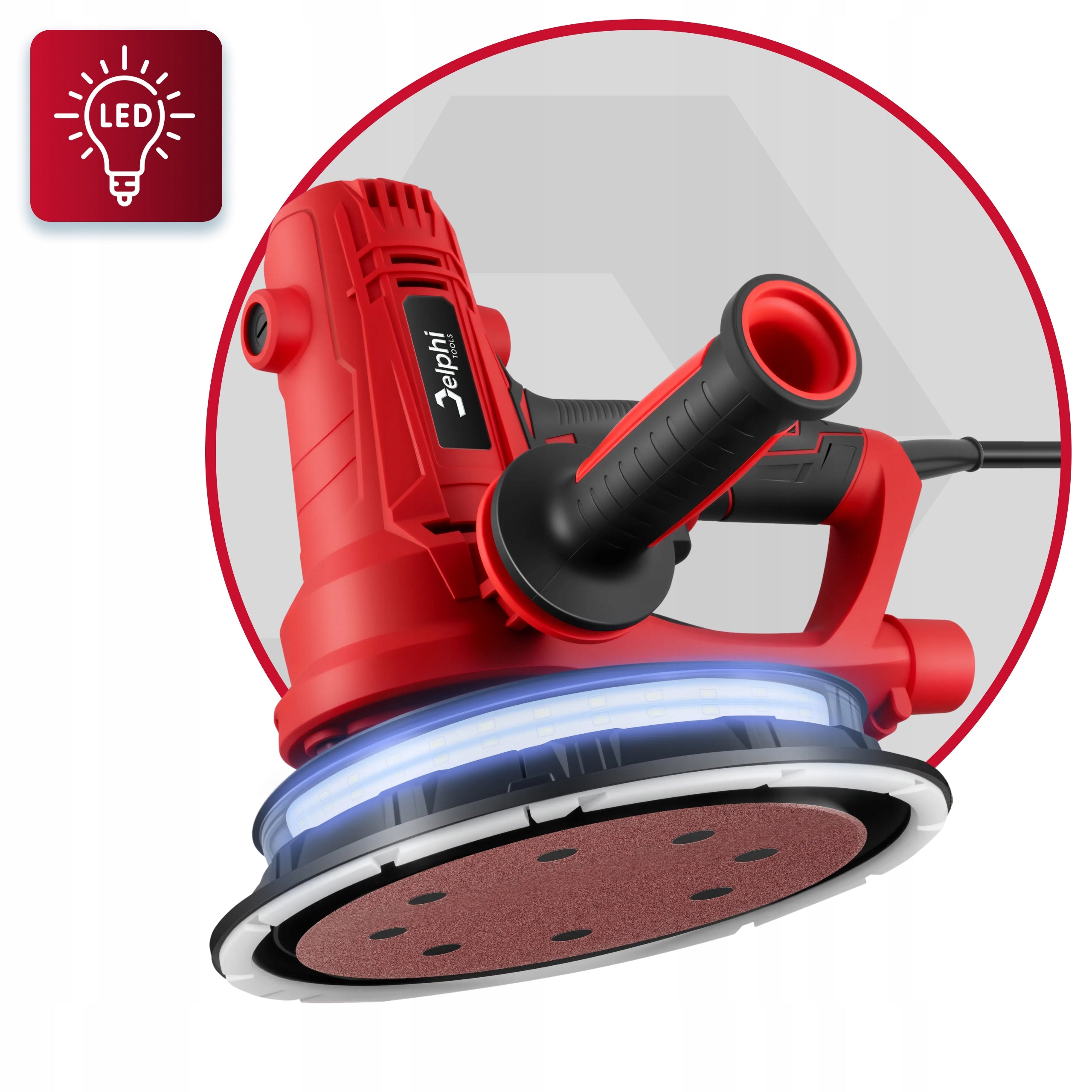 180MM GRINDER FOR GRINDING PLASTER WALLS LED + 15 PAPERS Brand Delphi tools