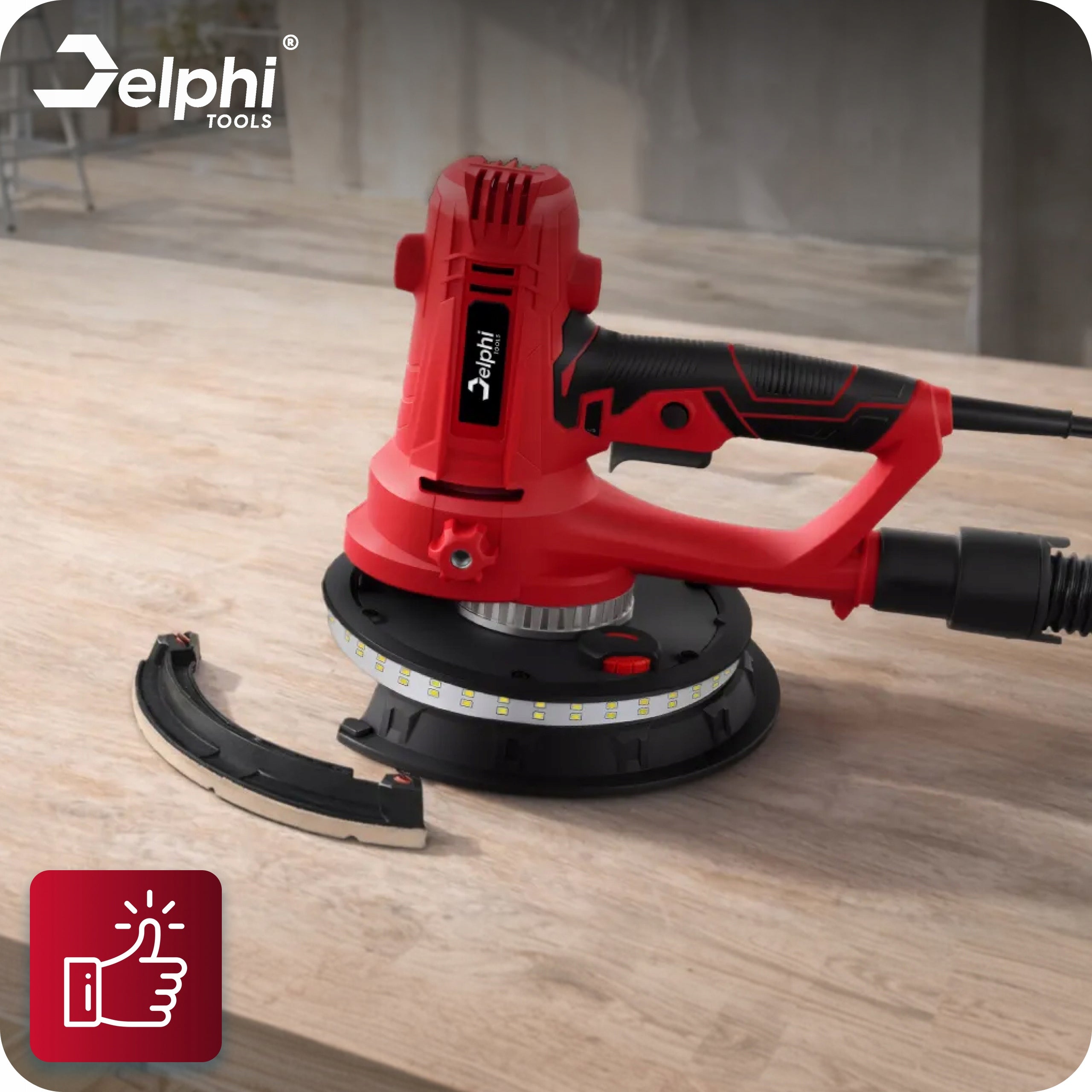 180MM GRINDER FOR GRINDING PLASTER WALLS LED + 15 PAPERS Kind plaster grinder