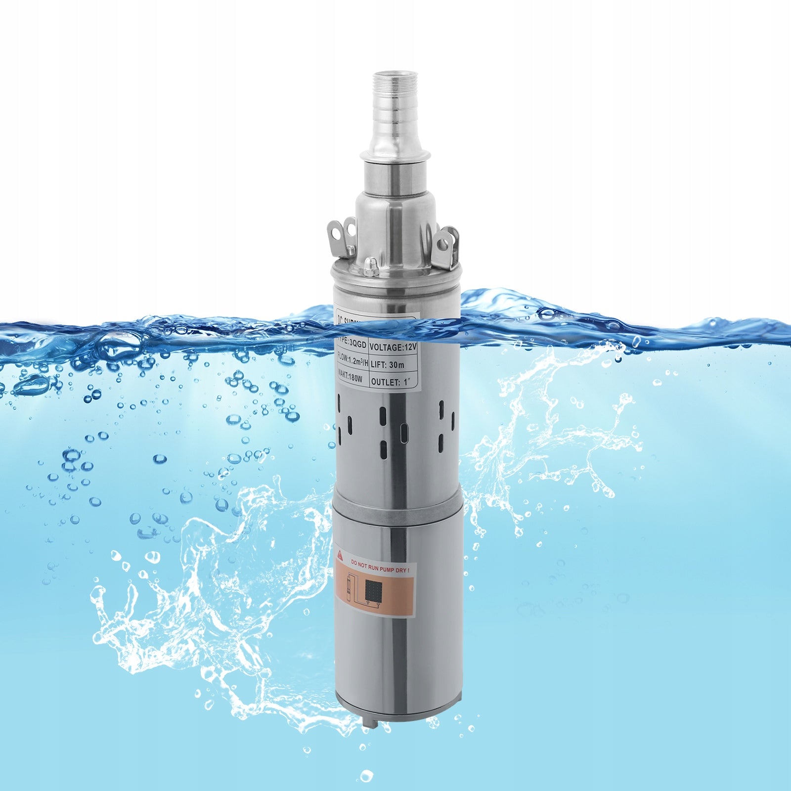 180W Deep Well Submersible Pump, 12V Solar Water Pump, Stainless Steel Pump Customs tariff code 84137081