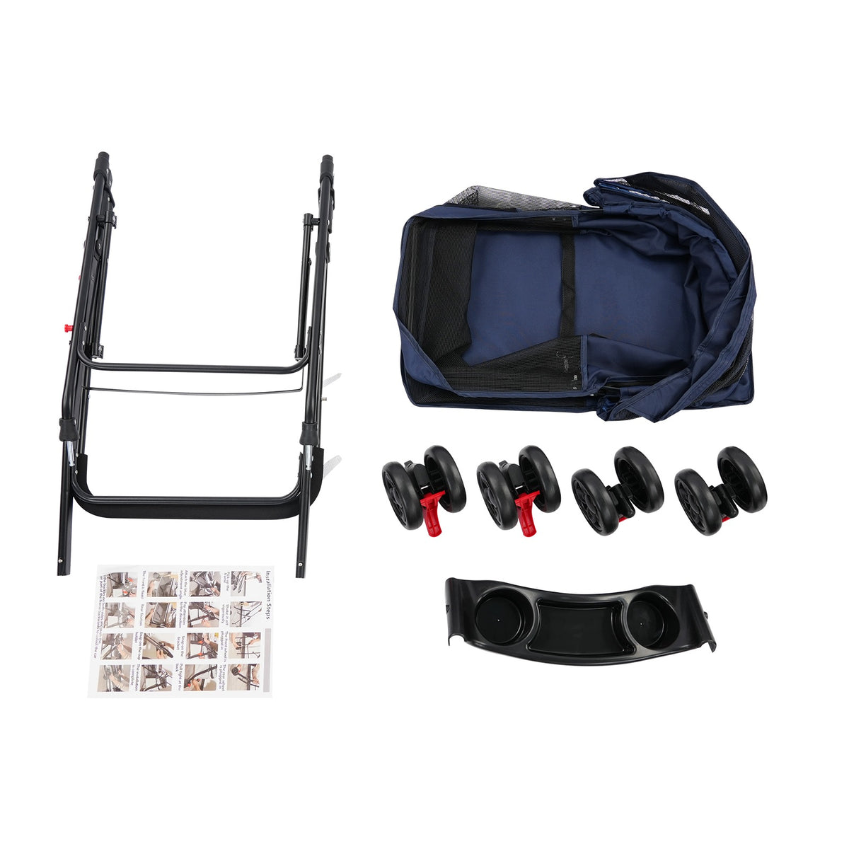 18KG LOAD FOLDABLE NAVY BLUE PET STROLLER FOR SMALL&MEDIUM DOGS AND CATS Brand no brand