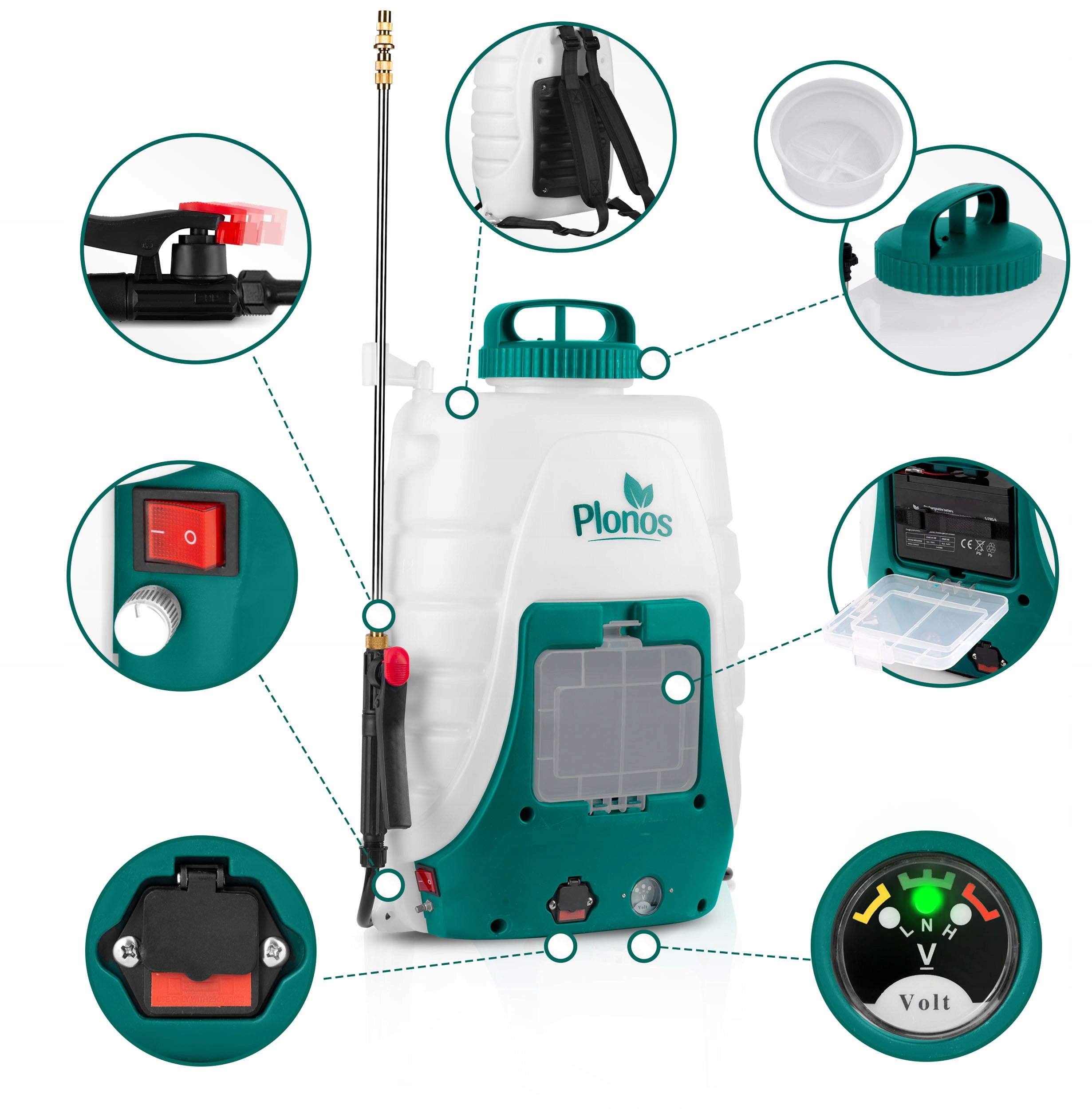 18L ELECTRIC BACKPACK CORDLESS GARDEN PRESSURE SPRAYER Product weight with unit packaging 6.5 kg
