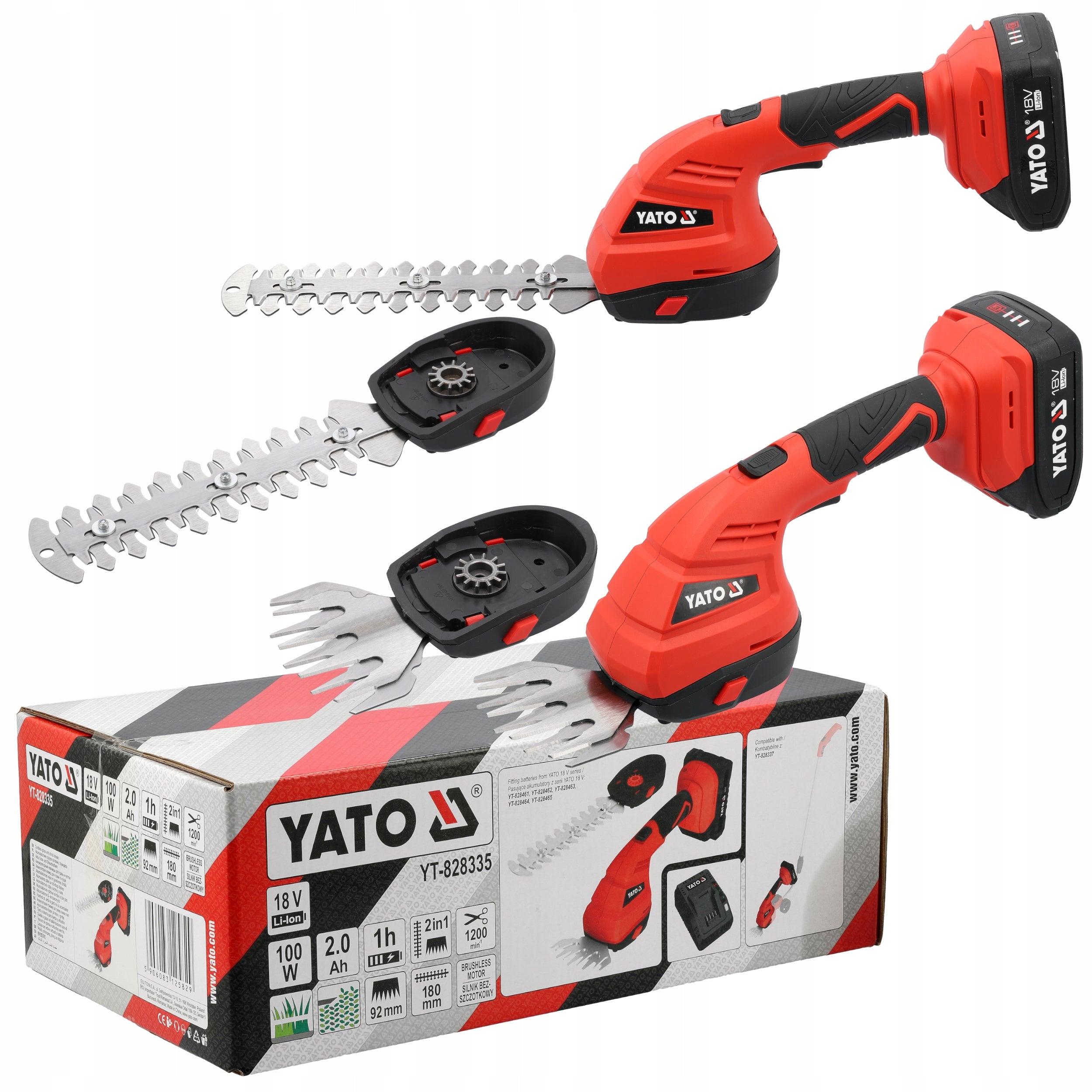 18V BRUSHLESS GRASS AND HEDGE TRIMMER WITH 2AH BATTERY AND CHARGER