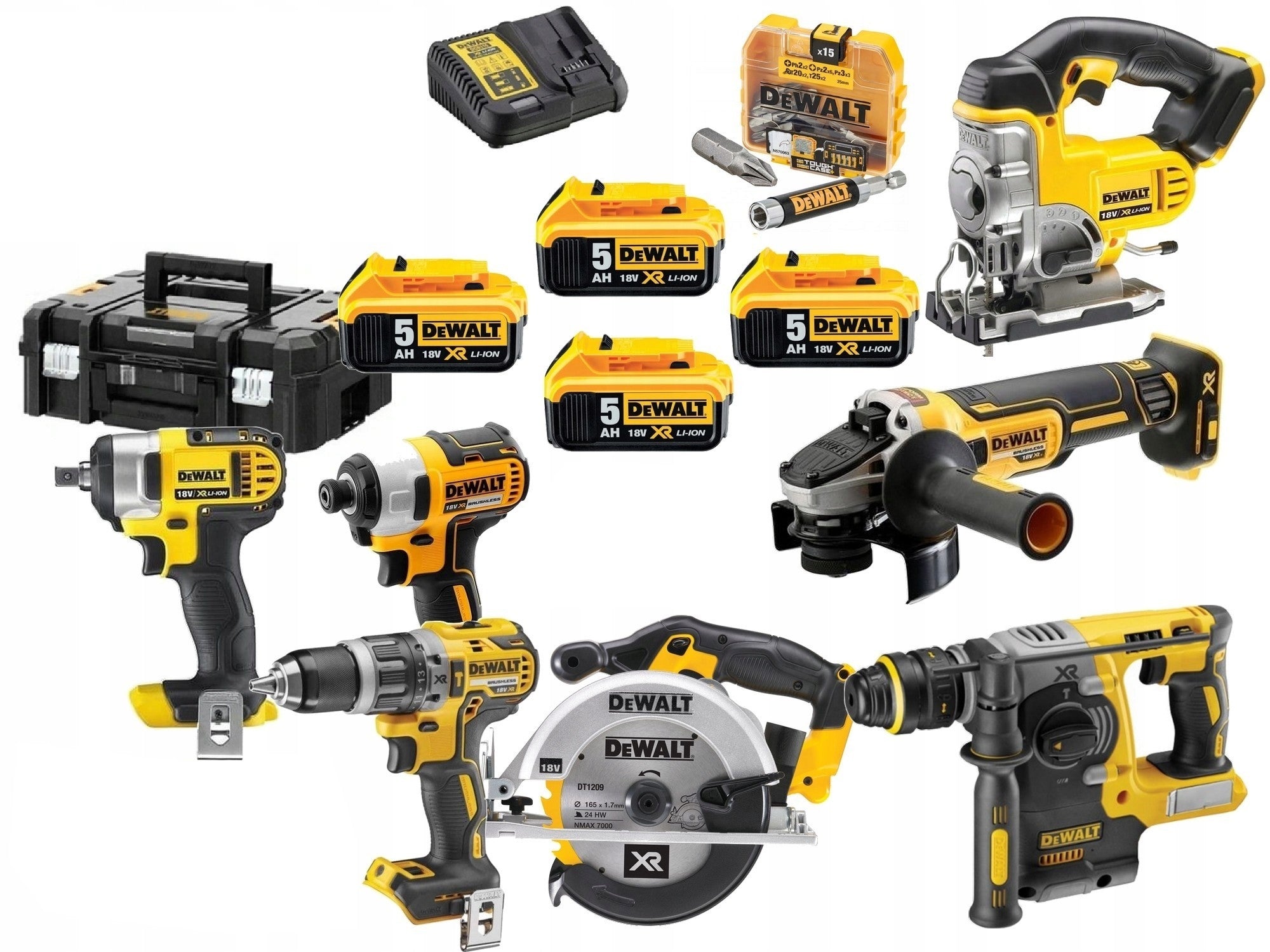 18V COMBO BATTERY TOOL KIT 7PCS 4X5AH LI-ION DEWALT