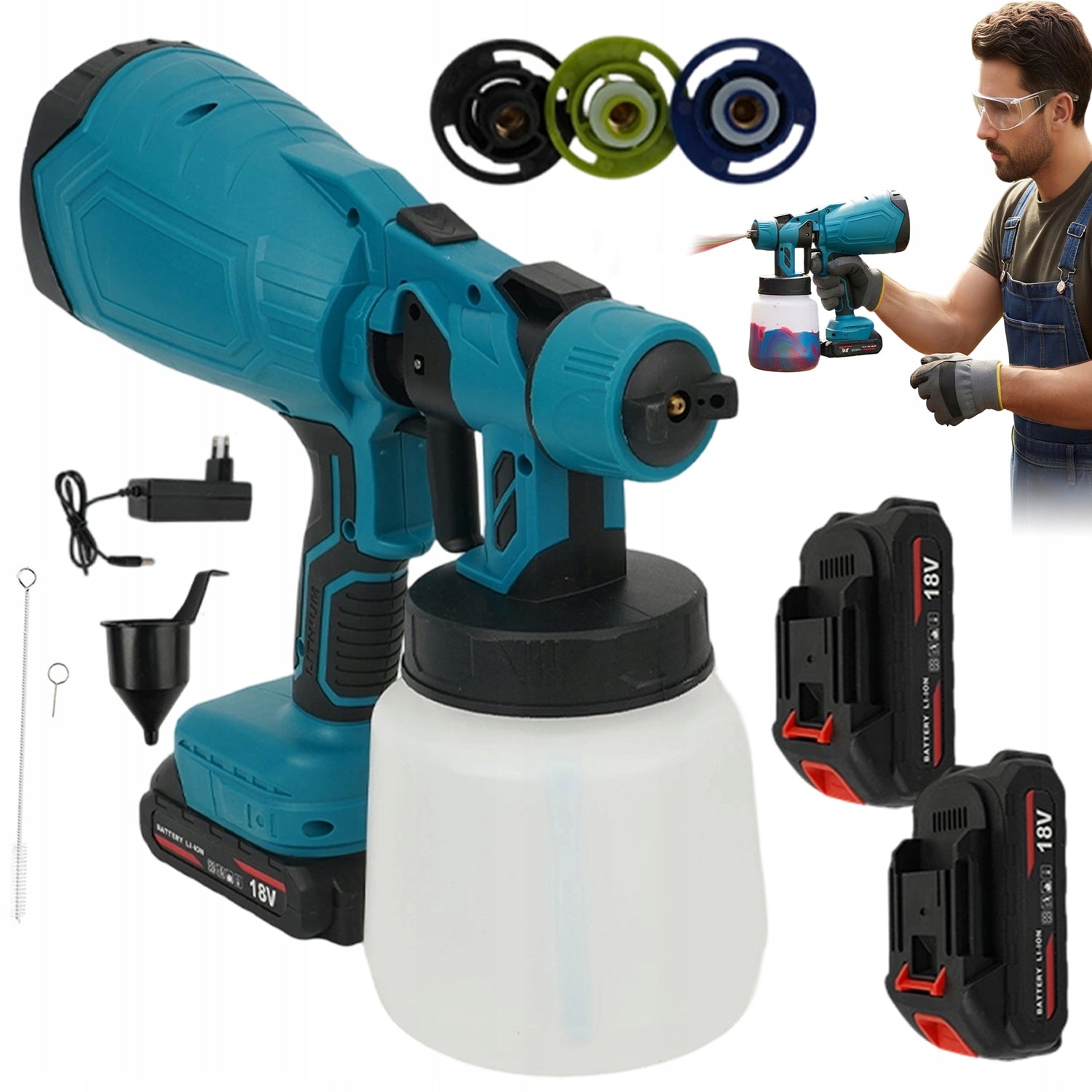 18V ELECTRIC SPRAY PAINT GUN WITH 3 MAKITA NOZZLES