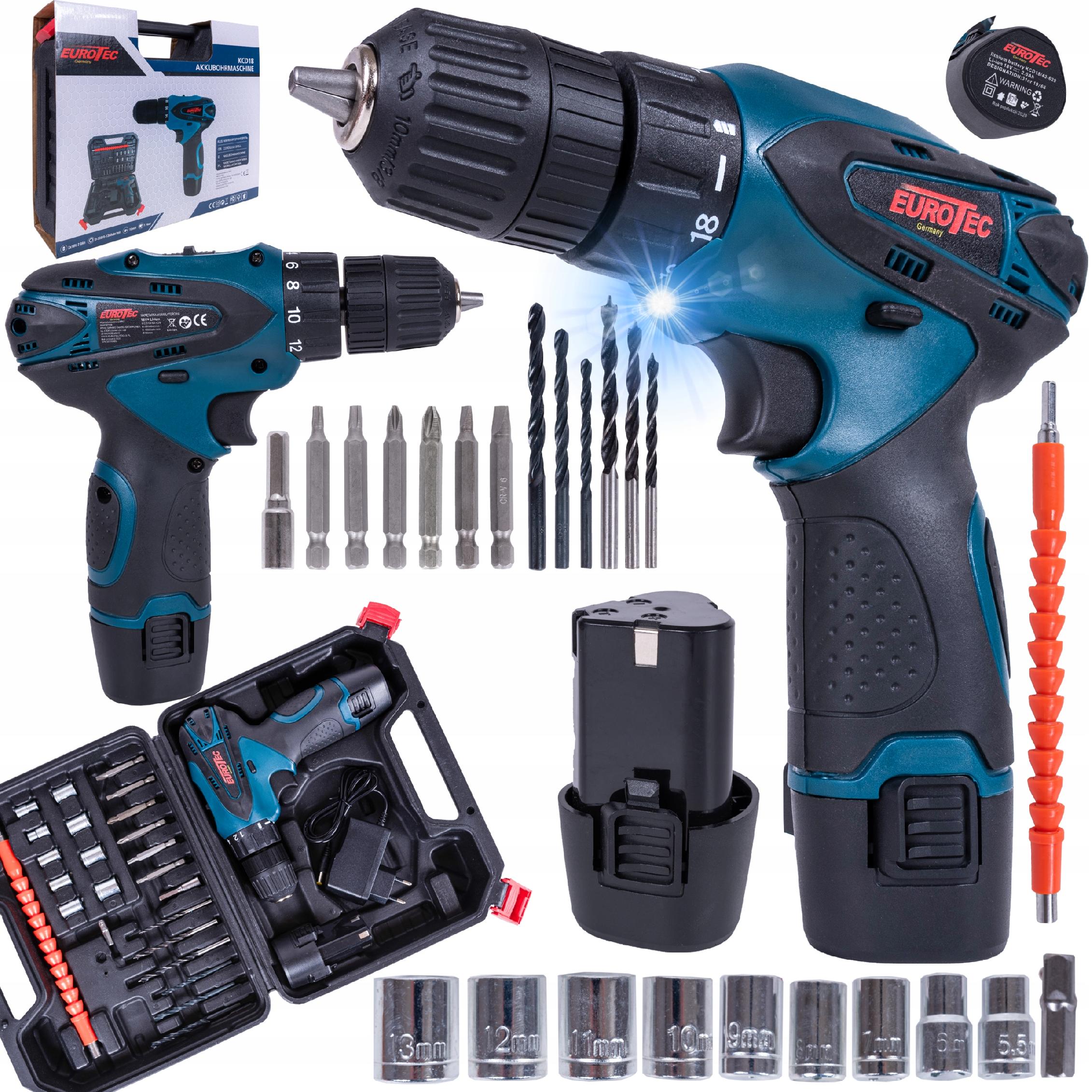 18V LED CORDLESS DRILL DRIVER 2Ah DRILL + SUITCASE SET