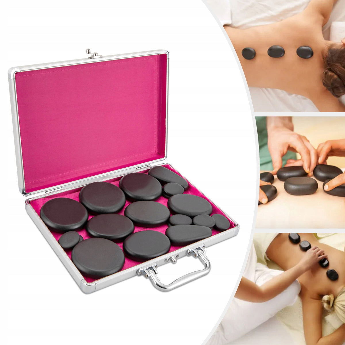 18pcs Hot Stone Massage Set, Warming, Relaxing Heater Massage Stones Manufacturer code 312448