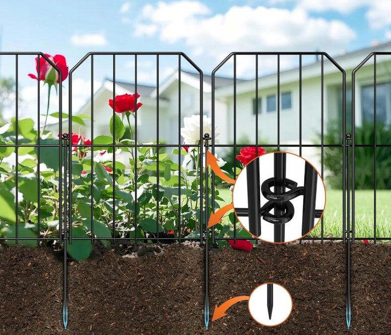 19x METAL GARDEN FENCE SMALL LOW BLACK DECORATIVE Height 41 m