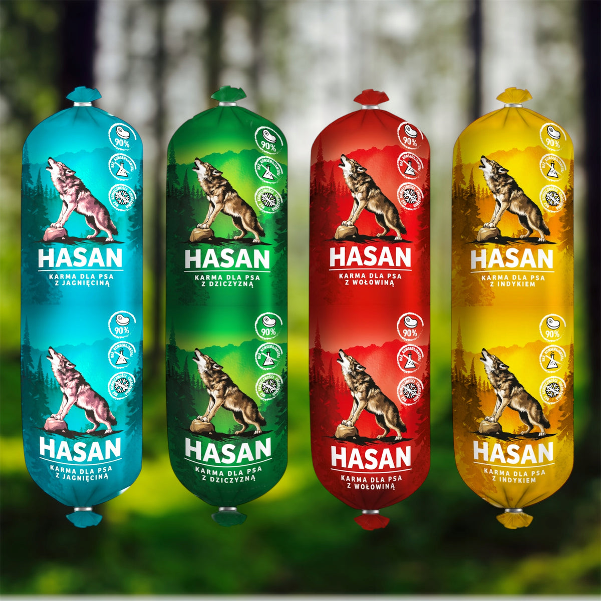 19x1kg Dog food bar PREMIUM HASAN 90% meat wet beef + FREEBIE Packaging status original