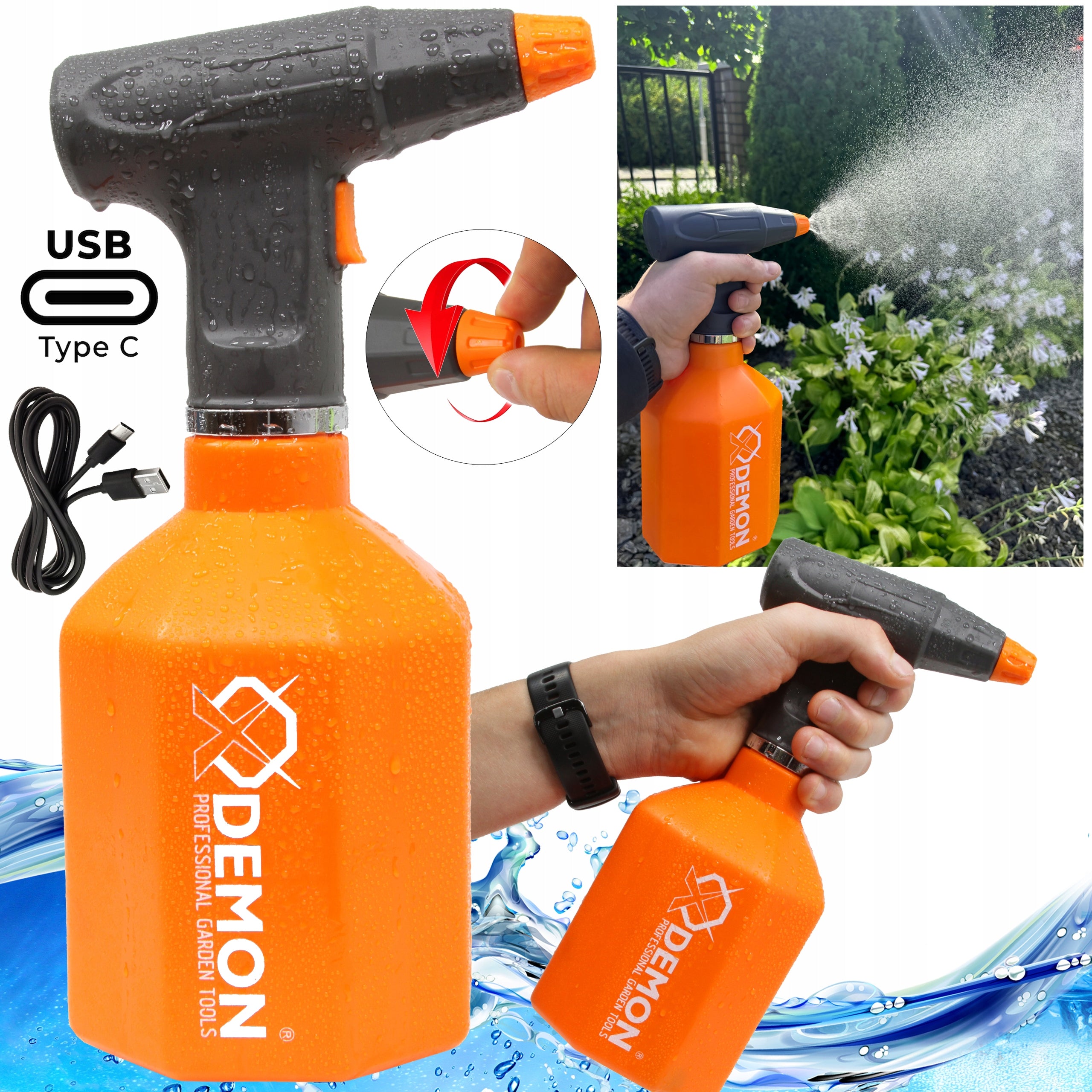 1L GARDEN USB C BATTERY LI-ION ADJUSTABLE NOZZLE