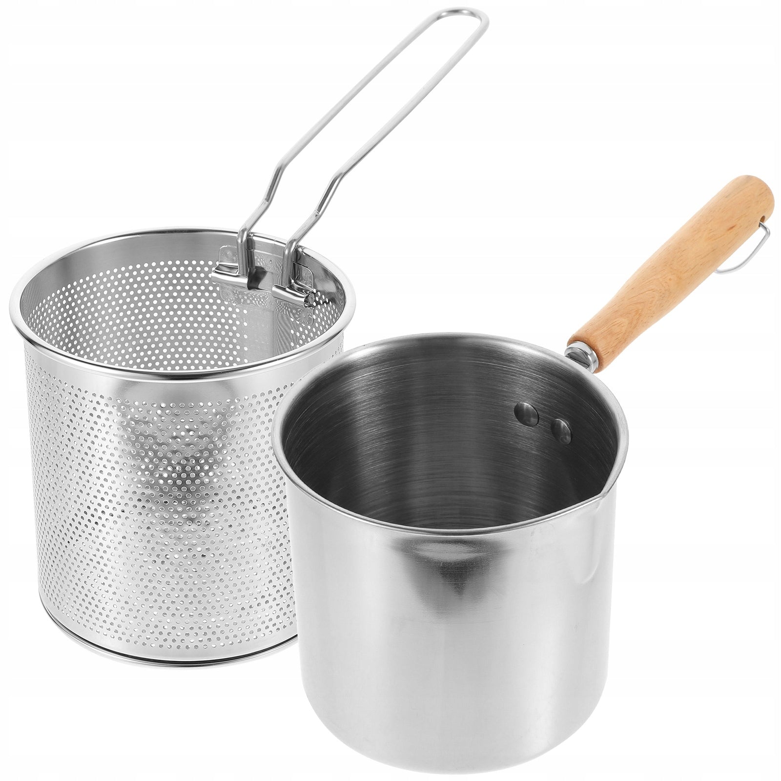 1SET STAINLESS STEEL FRY BASKET WITH ERGONOMIC HANDLE