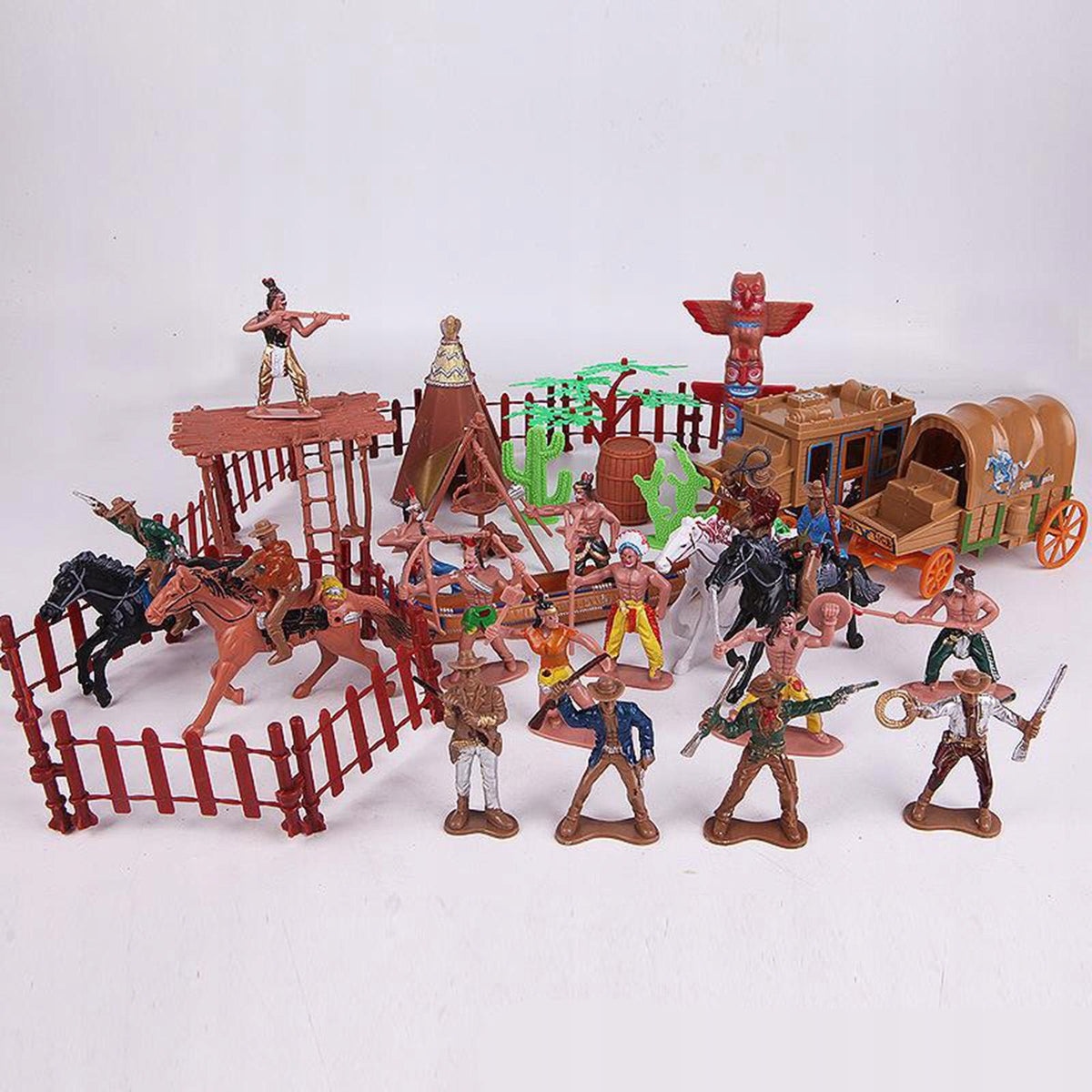 1Set Cowboys and Plastic Figures Playset Native American Figures Miniature Brand no brand