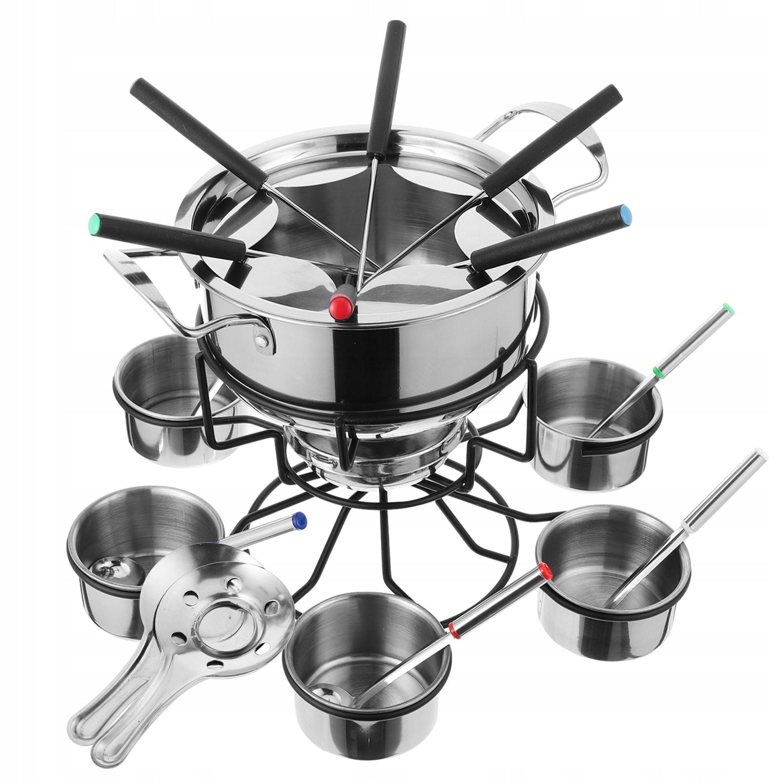 1Set Durable Stainless Steel Fondue Cooking Alcohol Stove Color silver