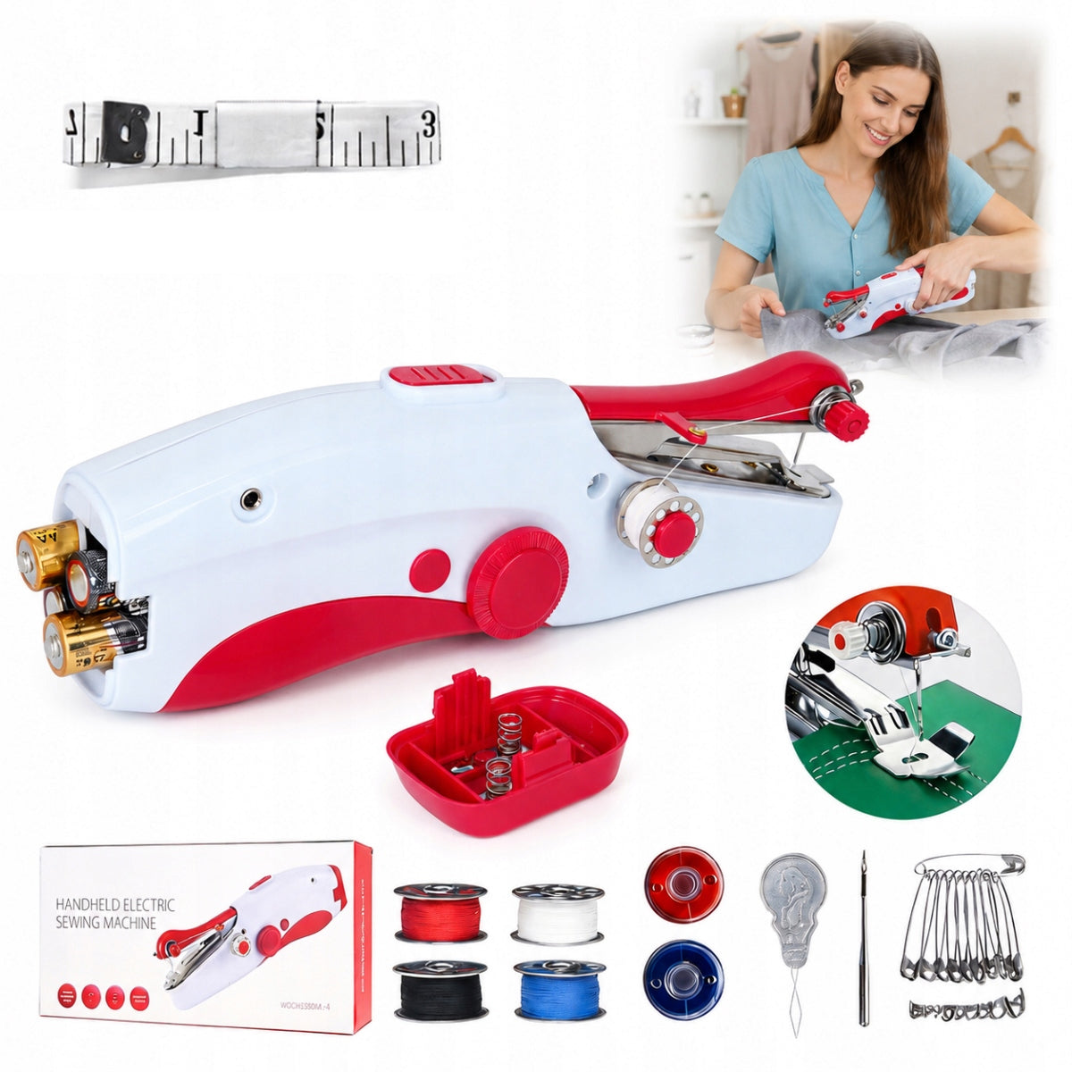 1X HANDHELD SEWING MACHINE MINI-MACHINE EASY SEWING PORTABLE ACCESSORIES