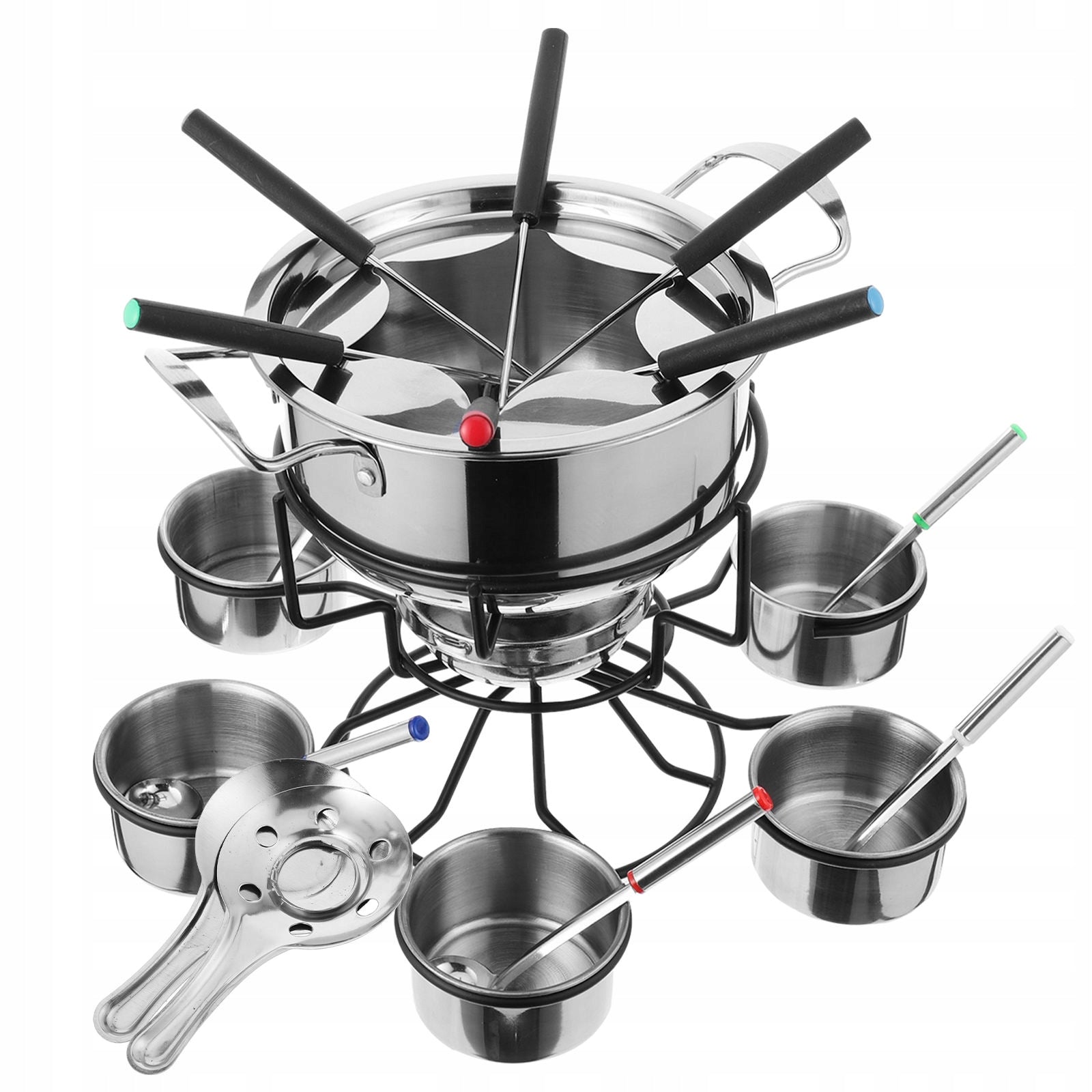 1ZEST PRZENOŚNY PALNIK DO FONDUE Z GARNKIEM ZE STALI NIERDZEWNEJ Color silver