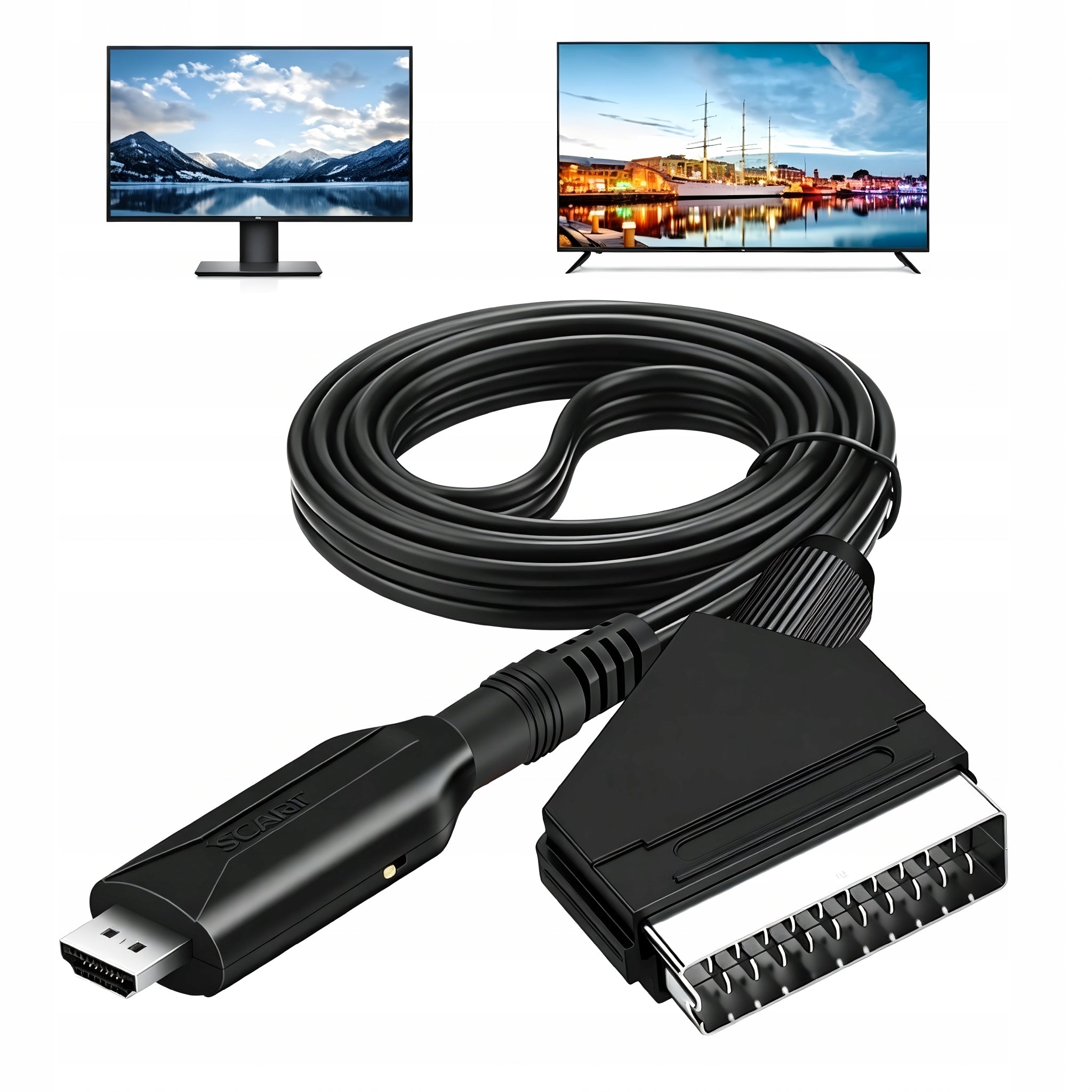 1m Euro SCART to HDMI Adapter Cable, AV to HD 1080p Converter