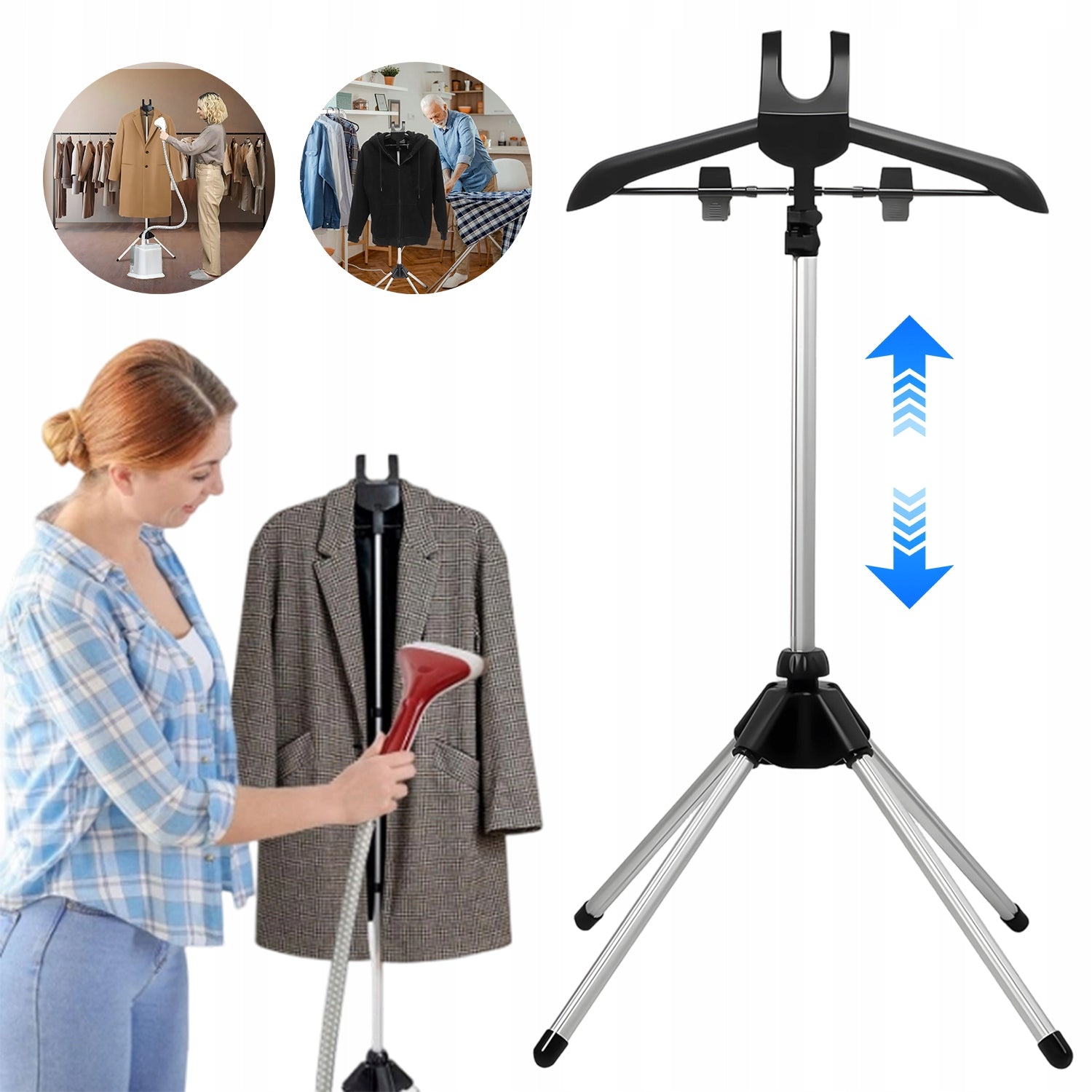1x ADJUSTABLE IRONING CLOTHES STEAMER STAND FOLDING FOR HOME