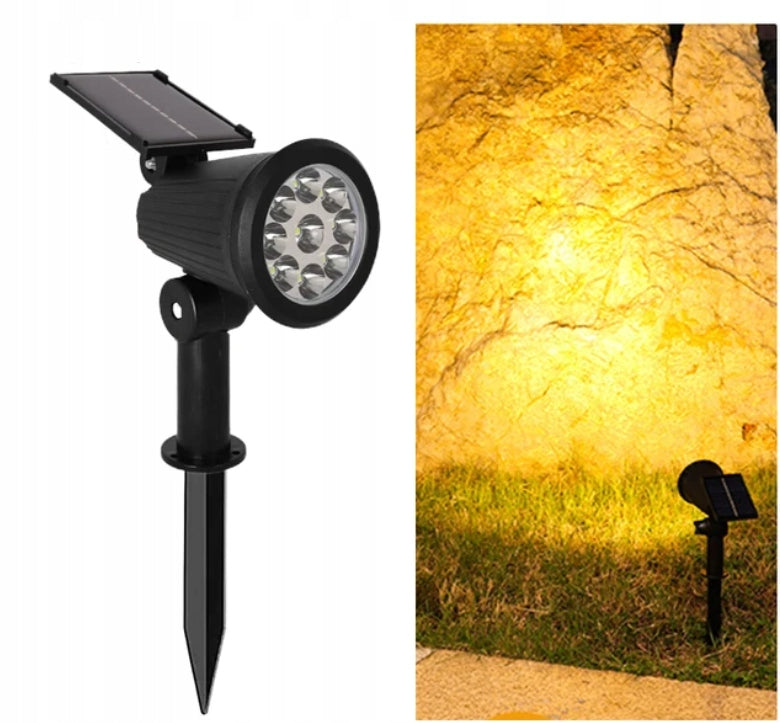 1x SOLAR GARDEN LAMP HEADLIGHT Twilight Sensor WARM LIGHT