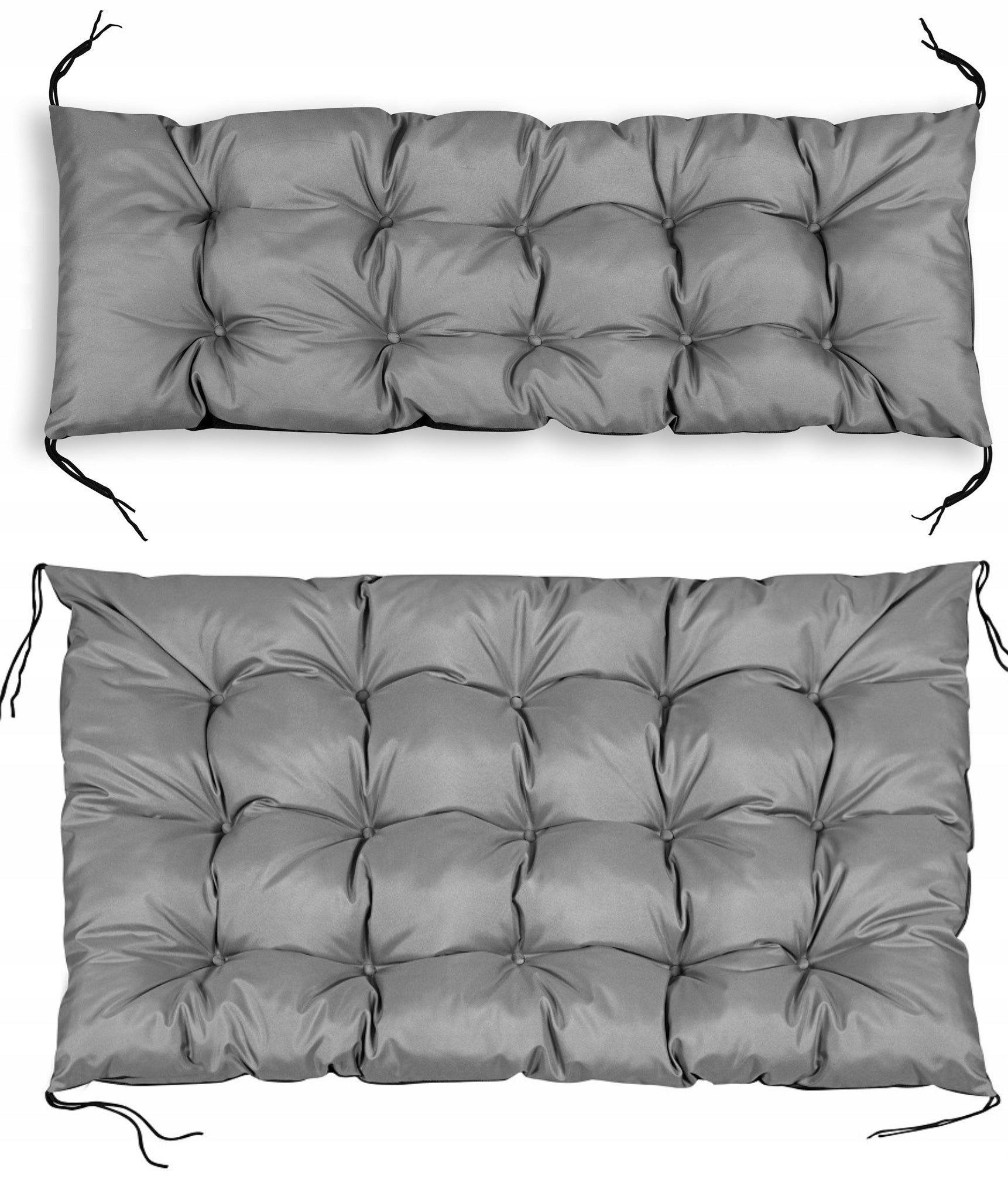 2 Garden Cushions 120x80x40 cm for Bench Pallet Swing Waterproof Grey Manufacturer no brand