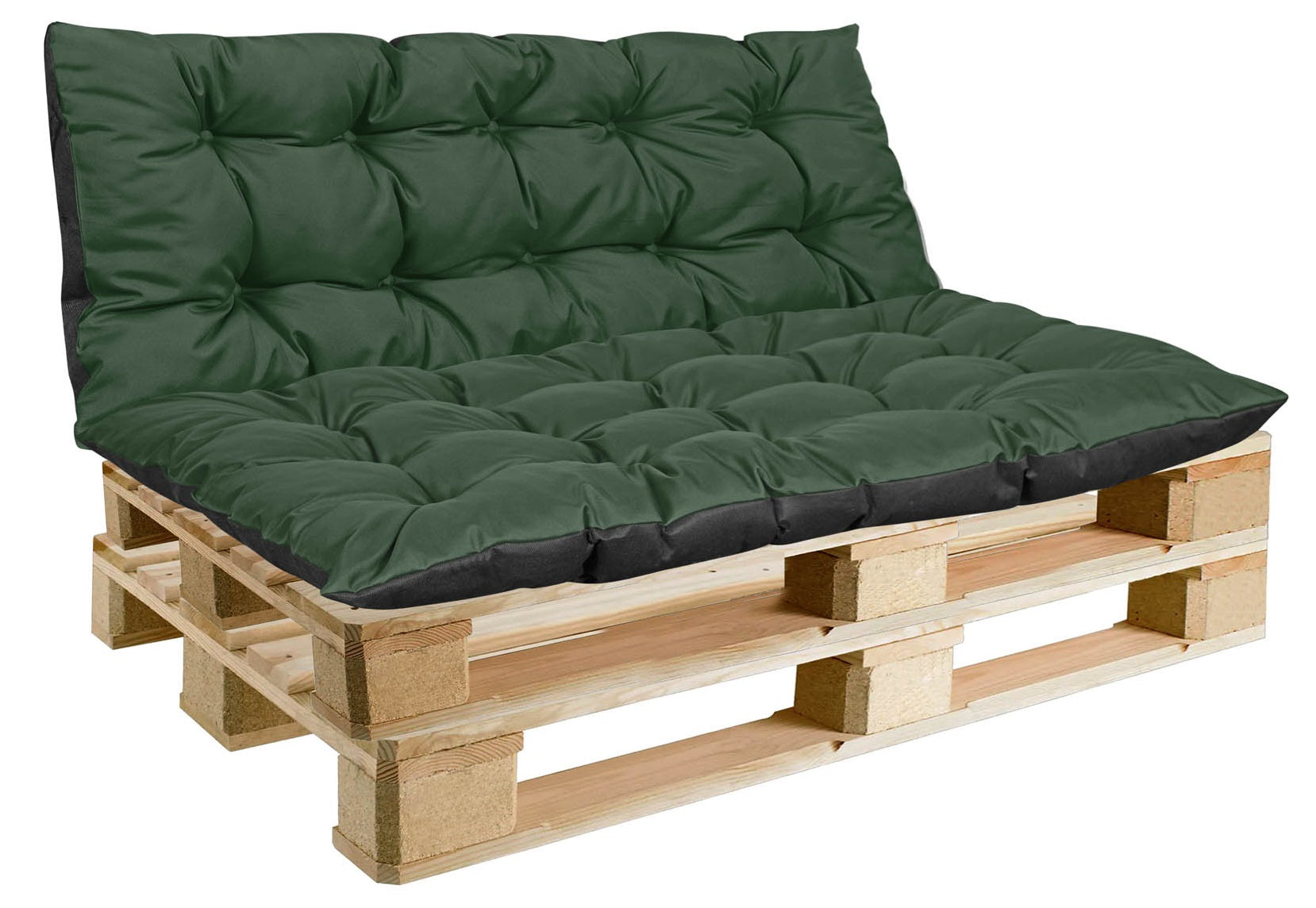 2 Garden Cushions 120x80x40 for Bench Pallet Swing Waterproof Green Pillow width 80 cm