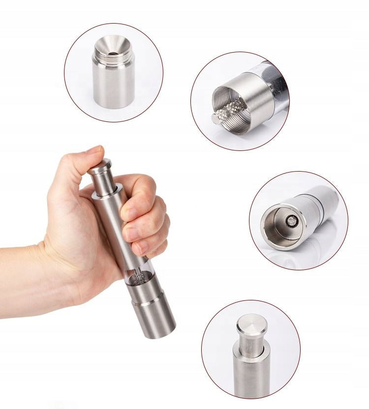 2× Handheld Steel Salt and Pepper Grinder Set with Stand MODERN Brand no brand
