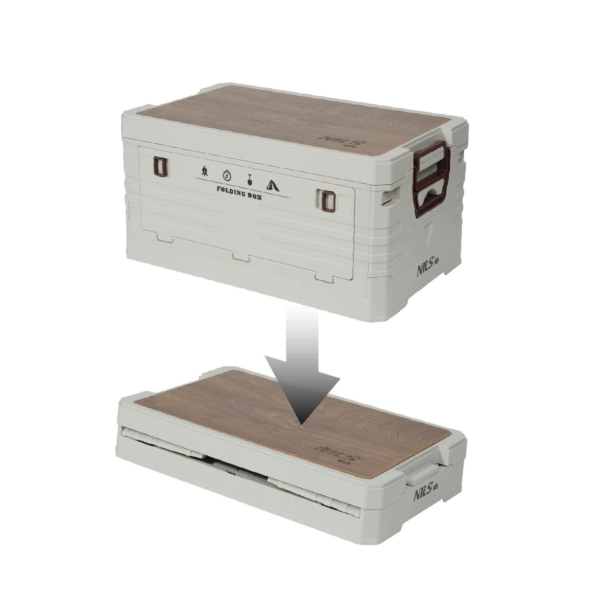 2-IN-1 FOLDING CAMPING BOX WITH TABLE FUNCTION NILS CAMP NCB4002 Packaging status original