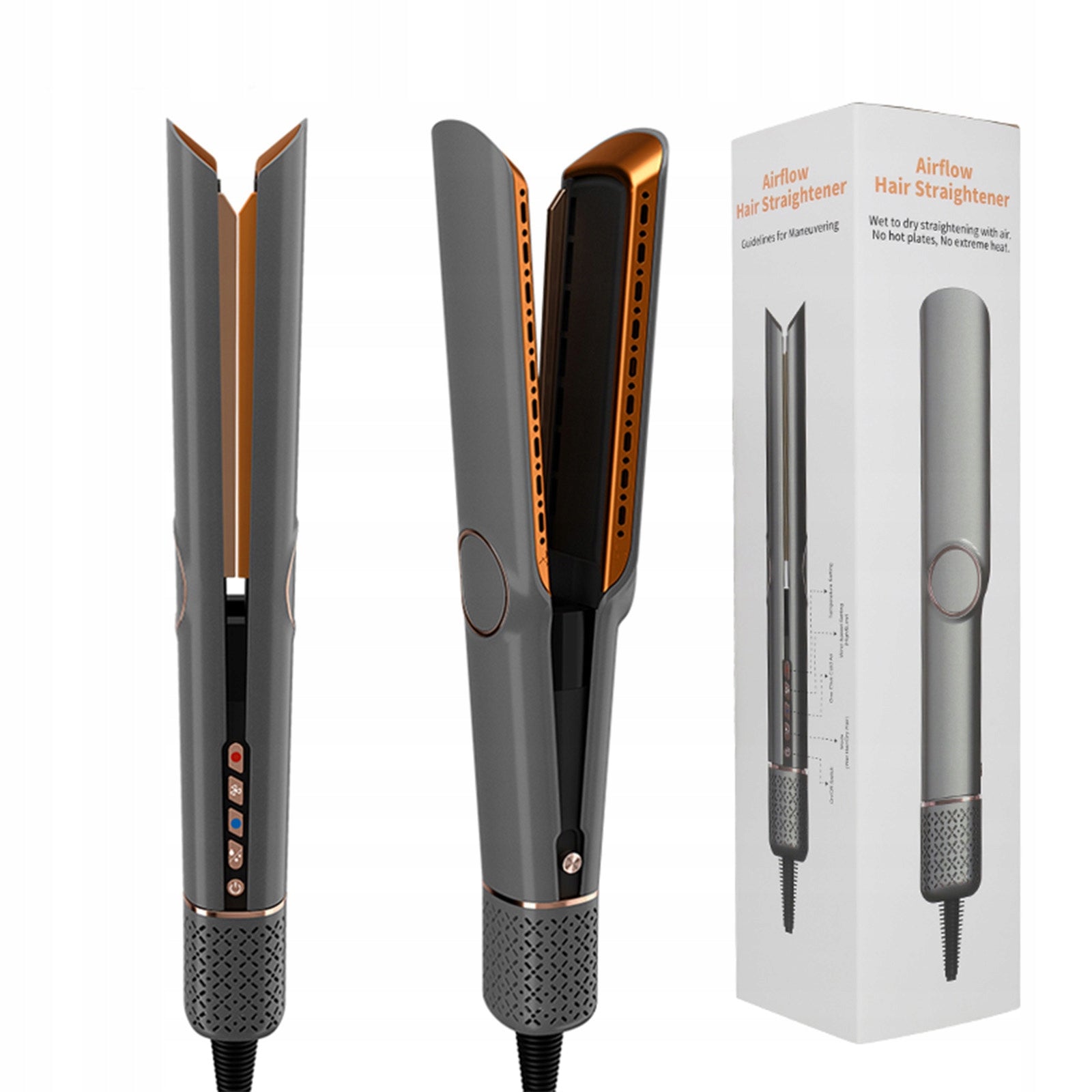 2-IN-1 HAIR STRAIGHTENER & HAIR DRYER WET TO DRY LCD DISPLAY AIR STYLING Model EGDFWliuoWF