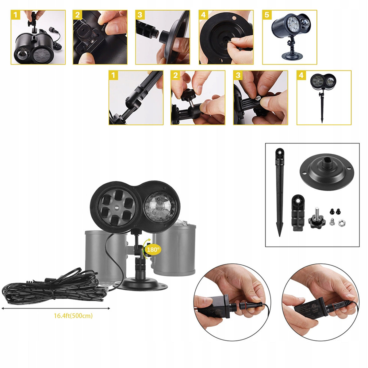 2 IN 1 LED IP44 PROJECTION LAMP REMOTE CONTROL CHRISTMAS CARTOON DESIGNS Packaging status original