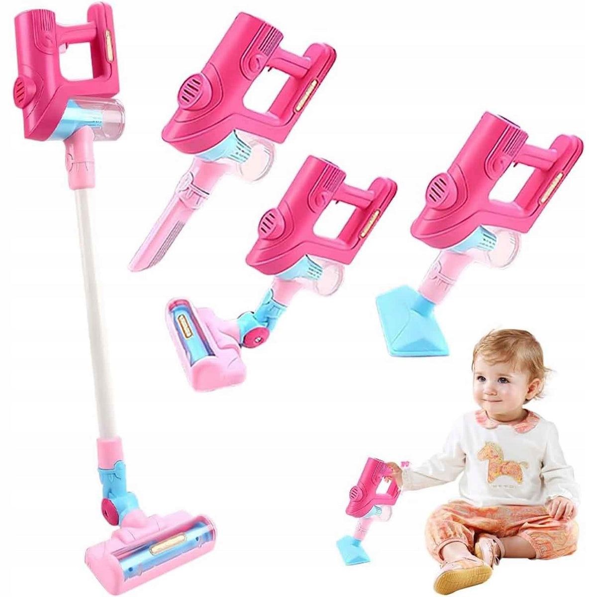 2-IN-1 VERTICAL CHILDREN'S TOY VACUUM CLEANER MUSIC AND LIGHT TIPS Packaging status original