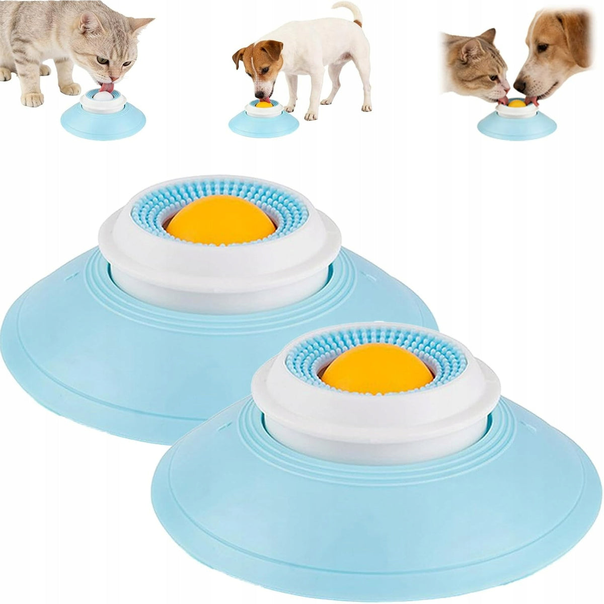 2 PCS CAT DOG FOOD SLOWING BOWL 360° ROTATION LICKING BALL