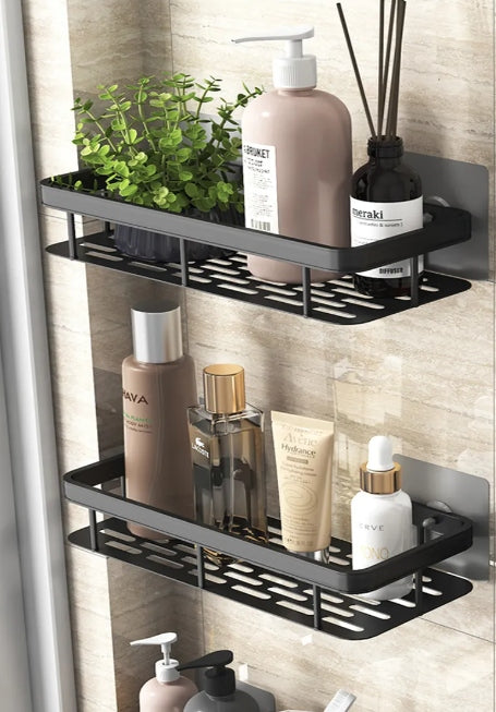 2 PCS HANGING SHELF SELF ADHESIVE BATHROOM SHOWER WALL LOFT Manufacturer code Półka czarna1