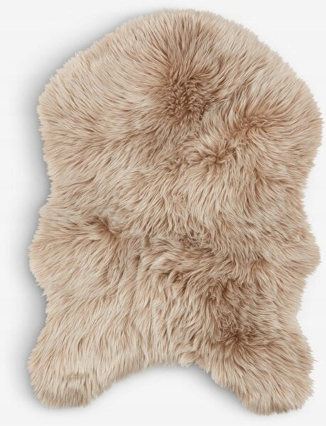 2 Pcs Artificial Sheepskin 60x90 Beige Soft and Fluffy Length 90 cm