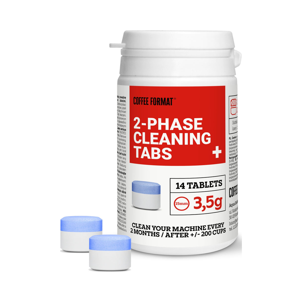 2-Phase Cleaning Tablets for Jura, Bosch, Coffee Format Machines 14 Pack