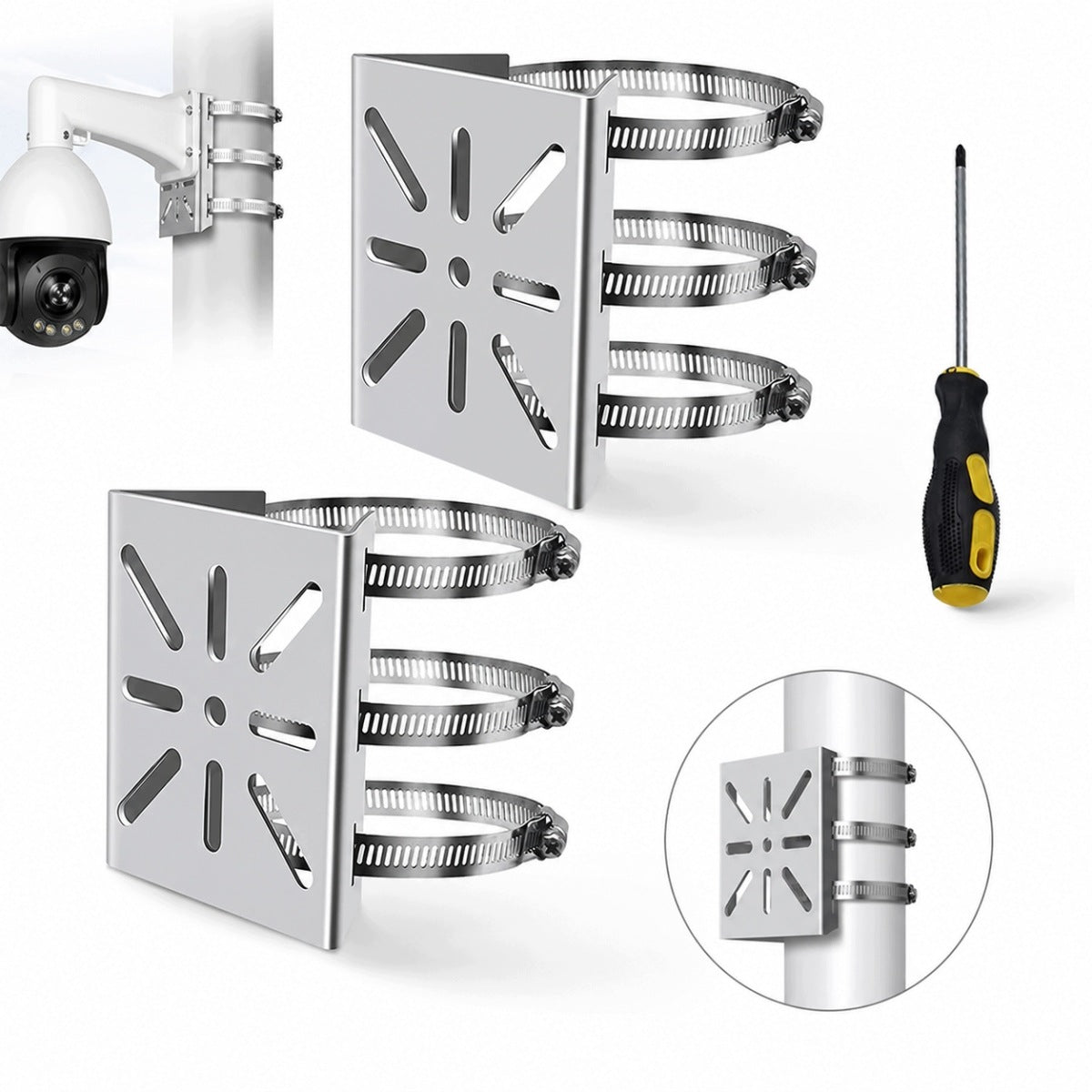 2 Pieces POLE MOUNTING BRACKET for Outdoor Universal Cameras
