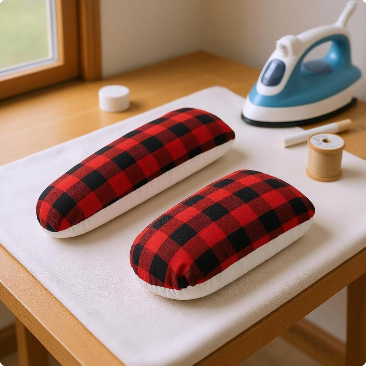 2 Pieces Stuffed Ironing Pad Sewn Edges Textile Ironing Cushion Rounded