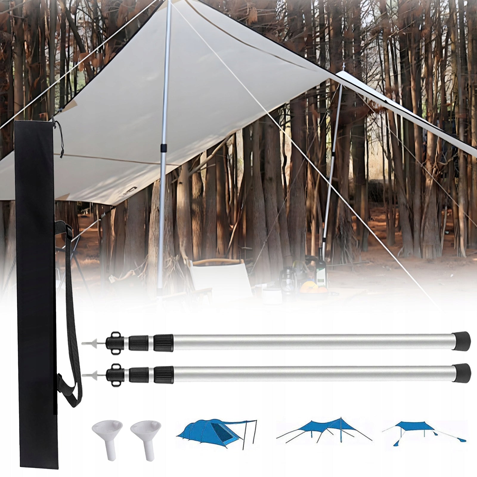 2 TENT RODS ADJUSTABLE POLE BARS FOR TARPAULIN SET 90-230CM Manufacturer code 6900080065071