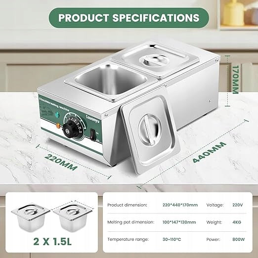 2 chamber chocolate melter 800W professional pencil sharpener 30-110°C Brand no brand