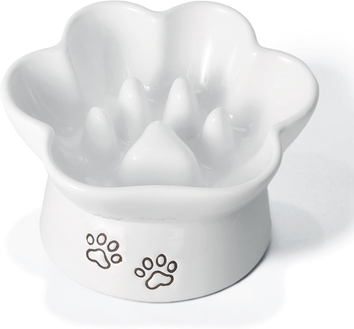 2 in 1 Bowl Inclined and Slowing Food for Cat Dog Ceramic