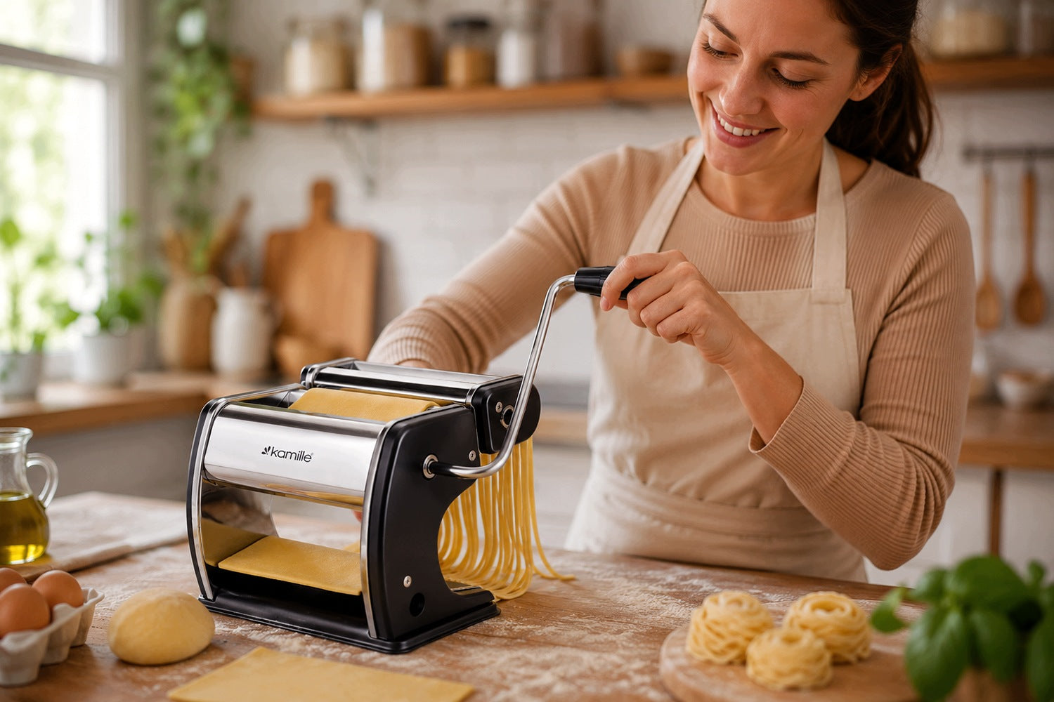 2-in-1 CAKE ROLLING PASTA MAKING MACHINE KAMILLE Packaging status original